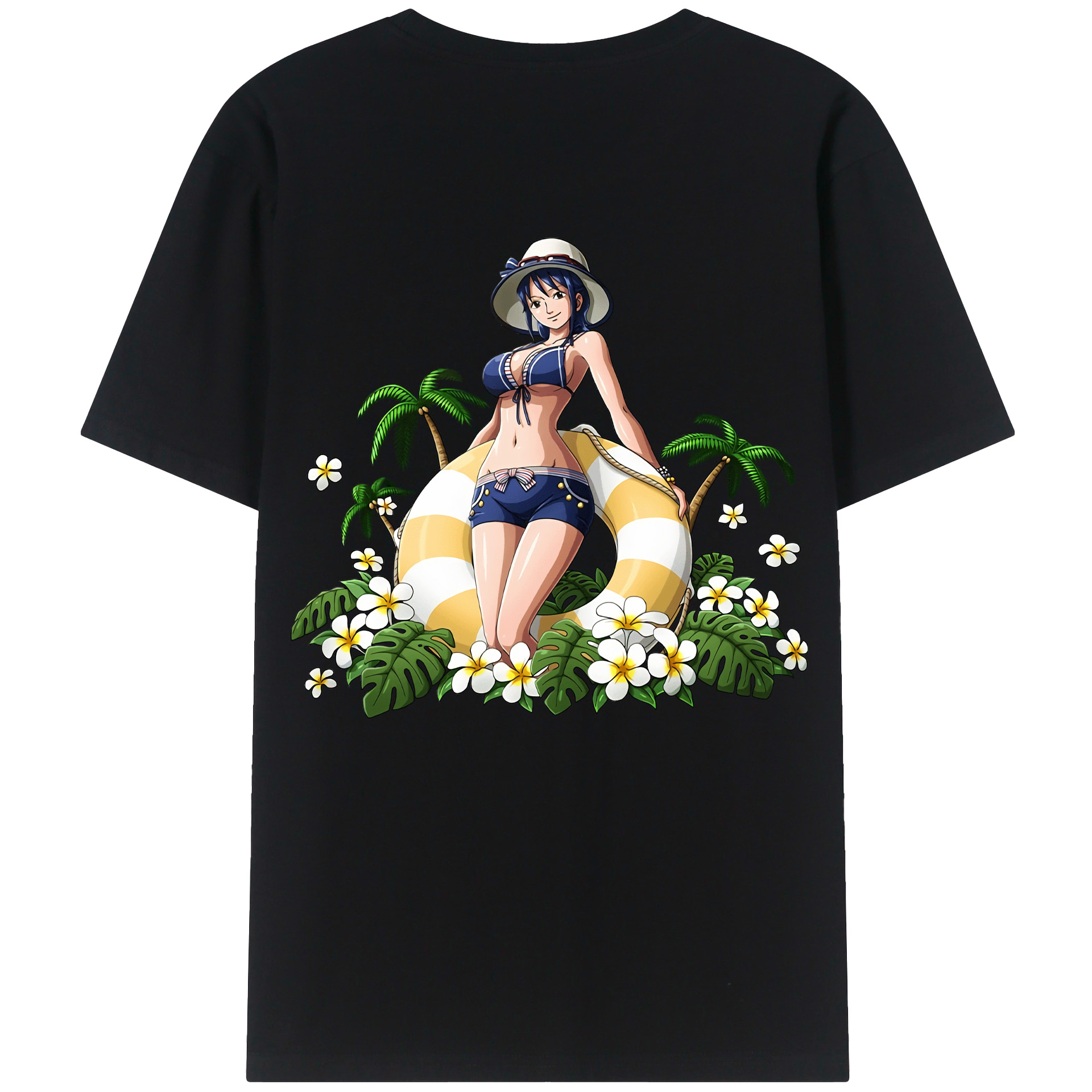 ワンピース ニコ・ロビン ONE PIECE Nico Robin 綿100％ メンズ半袖Tシャツ（バックプリント） 通気性