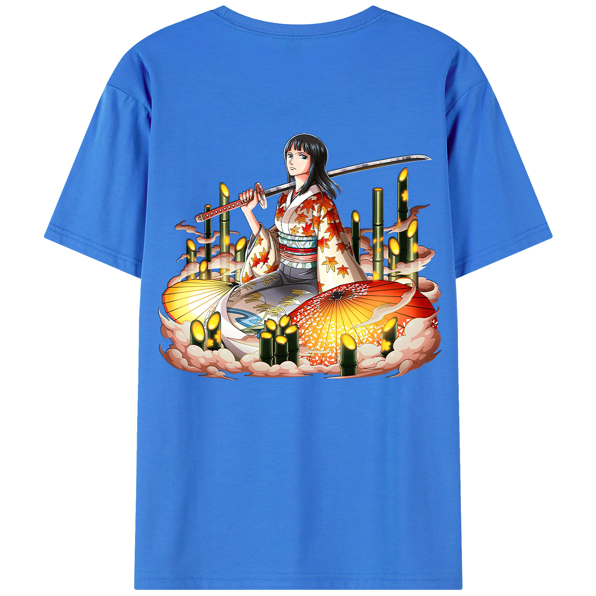 ワンピース ニコ・ロビン ONE PIECE Nico Robin 綿100％ メンズ半袖Tシャツ（バックプリント） 通気性