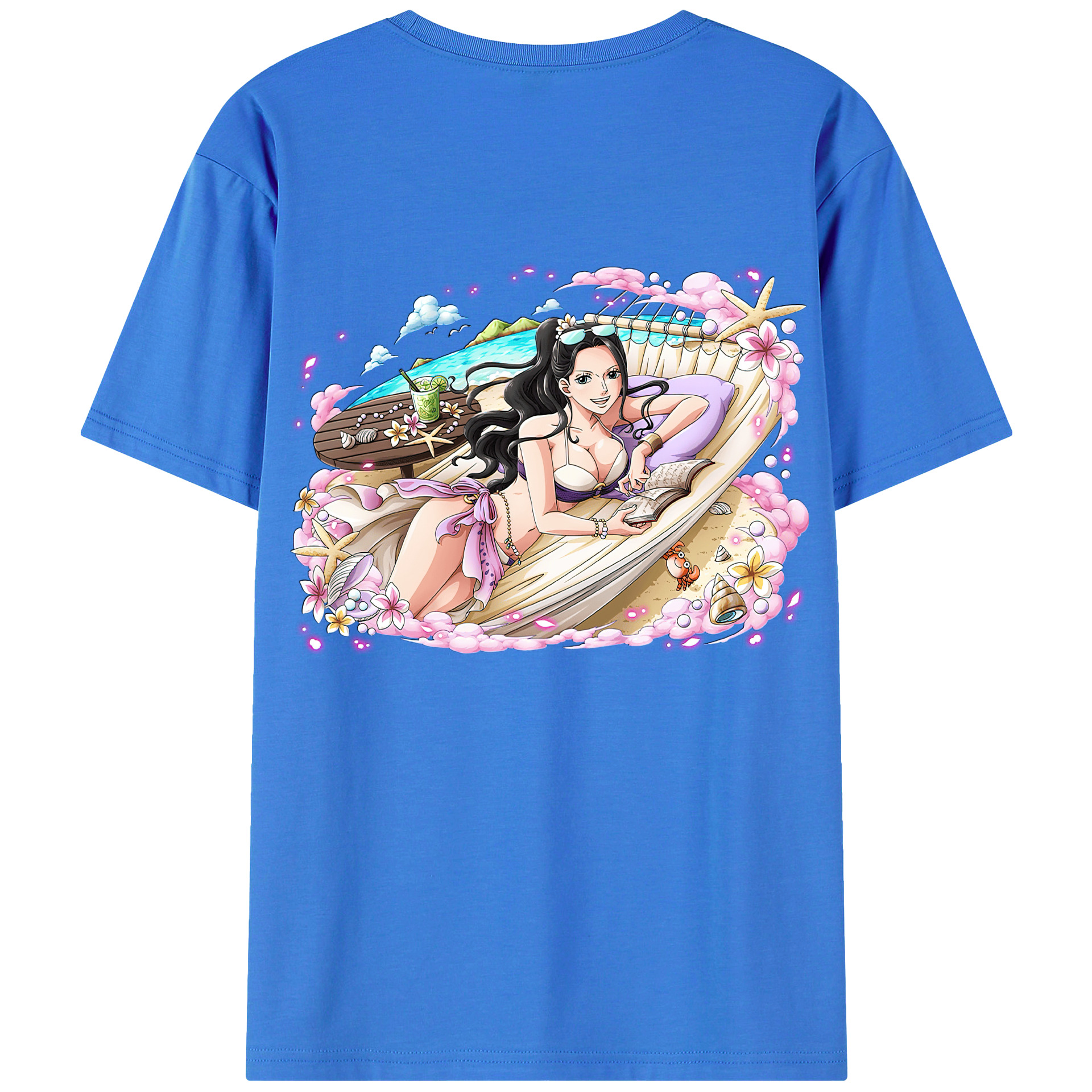 ワンピース ニコ・ロビン ONE PIECE Nico Robin 綿100％ メンズ半袖Tシャツ（バックプリント） 通気性