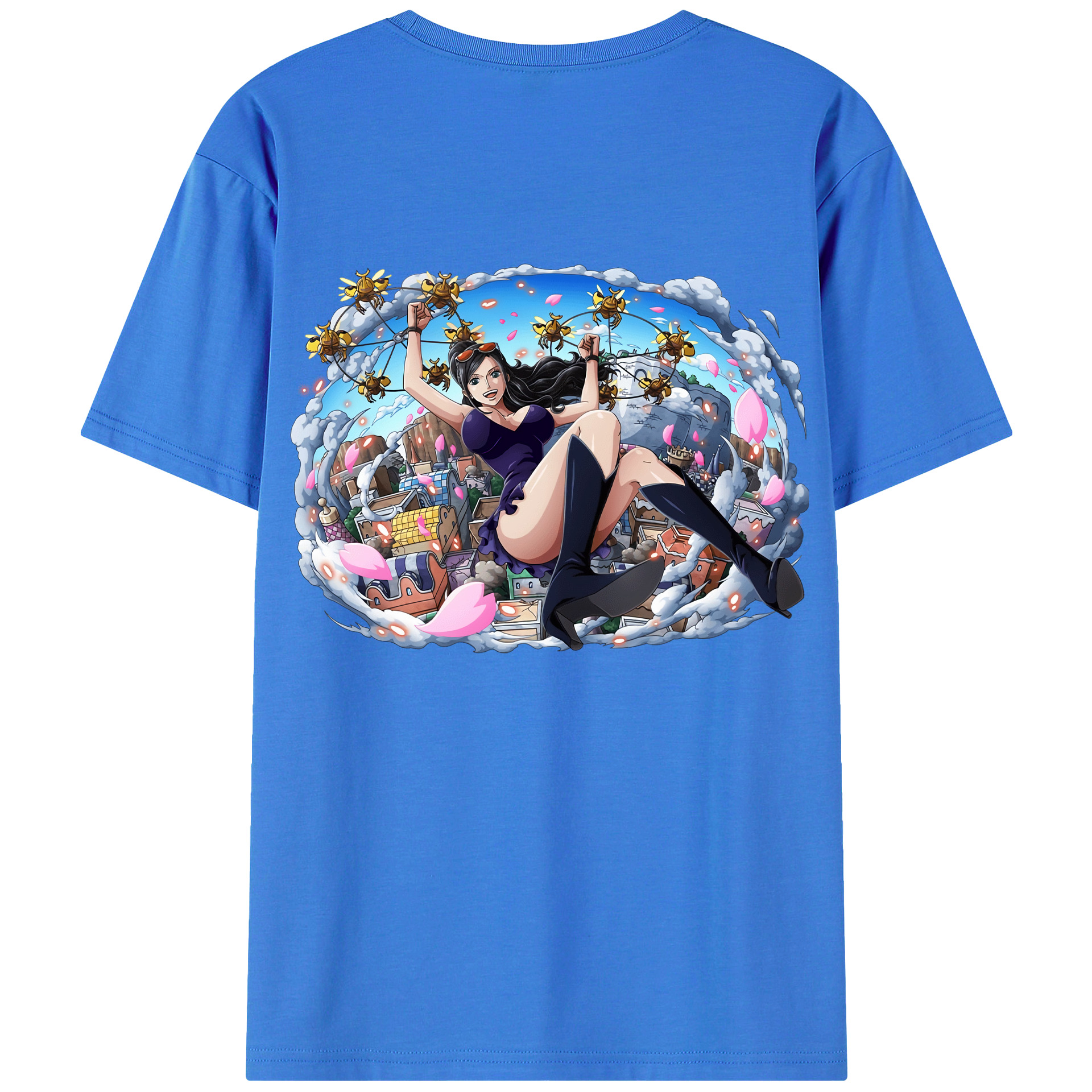 ワンピース ニコ・ロビン ONE PIECE Nico Robin 綿100％ メンズ半袖Tシャツ（バックプリント） 通気性