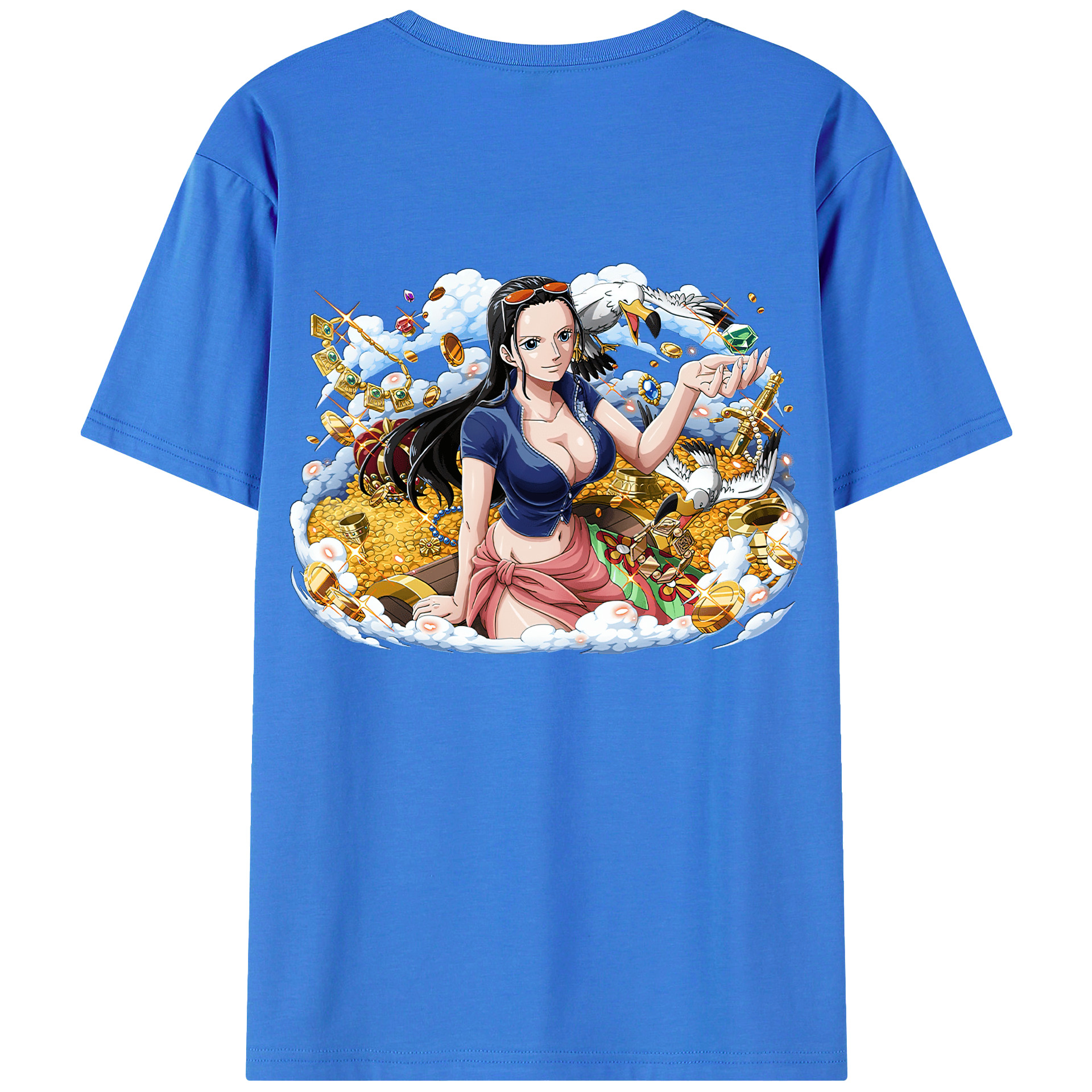ワンピース ニコ・ロビン ONE PIECE Nico Robin 綿100％ メンズ半袖Tシャツ（バックプリント） 通気性