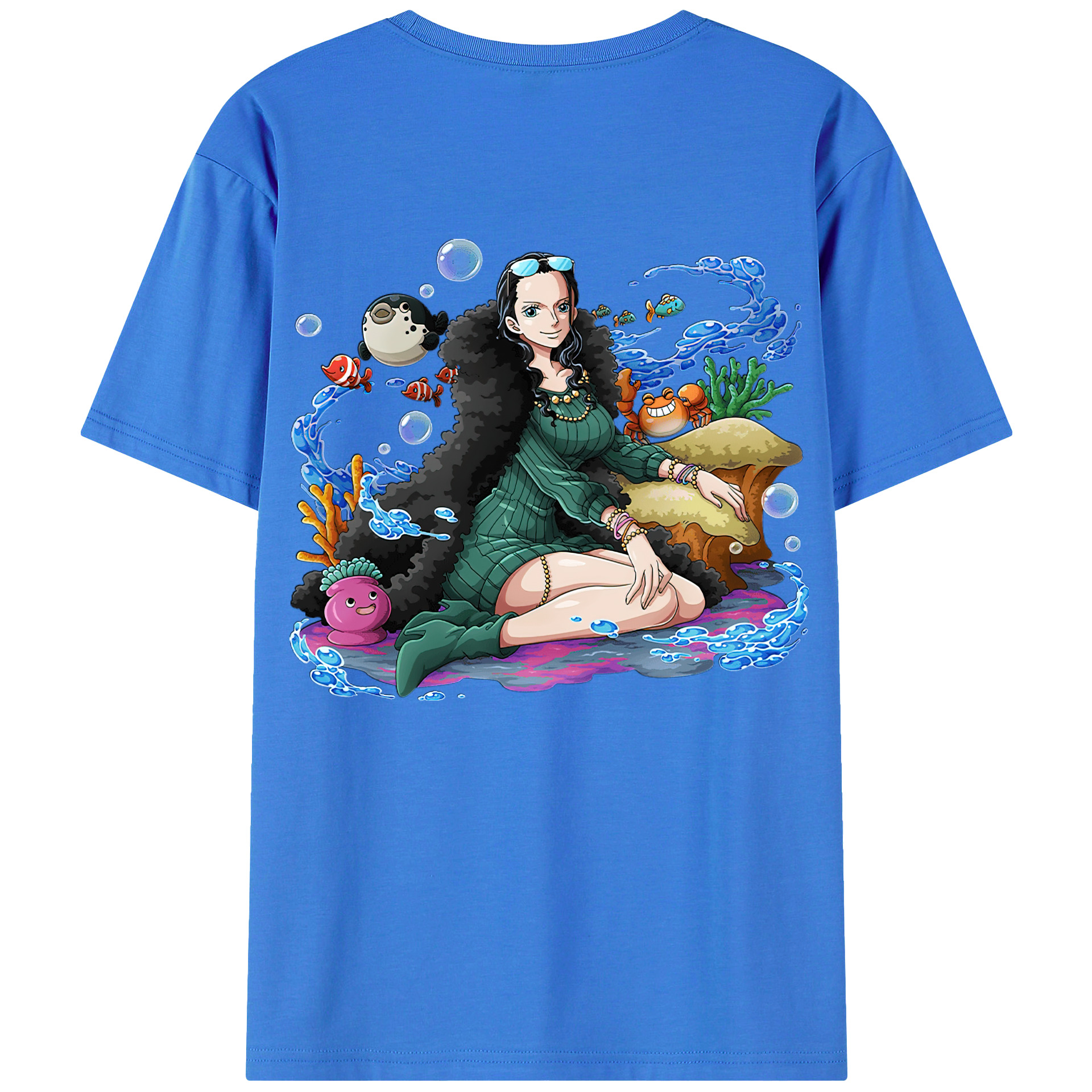 ワンピース ニコ・ロビン ONE PIECE Nico Robin 綿100％ メンズ半袖Tシャツ（バックプリント） 通気性