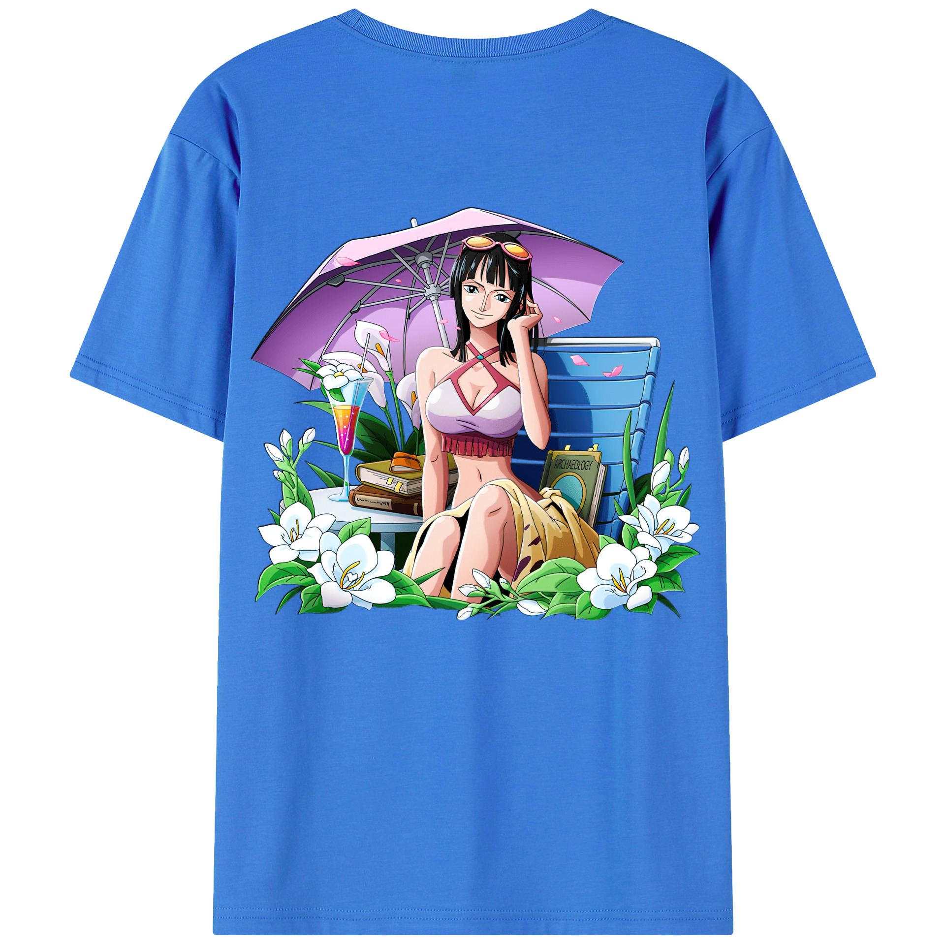ワンピース ニコ・ロビン ONE PIECE Nico Robin 綿100％ メンズ半袖Tシャツ（バックプリント） 通気性