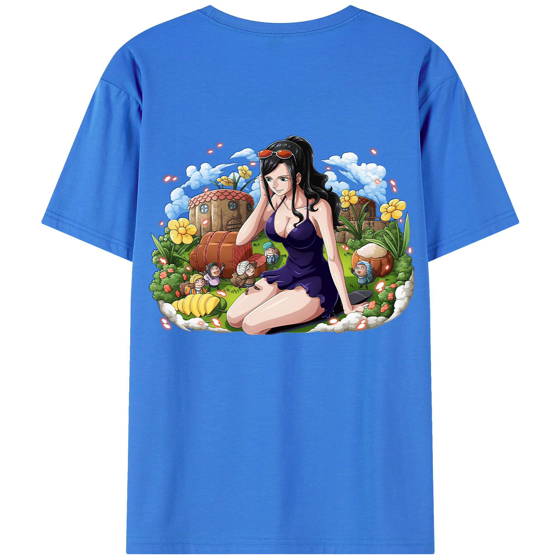 ワンピース ニコ・ロビン ONE PIECE Nico Robin 綿100％ メンズ半袖Tシャツ（バックプリント） 通気性