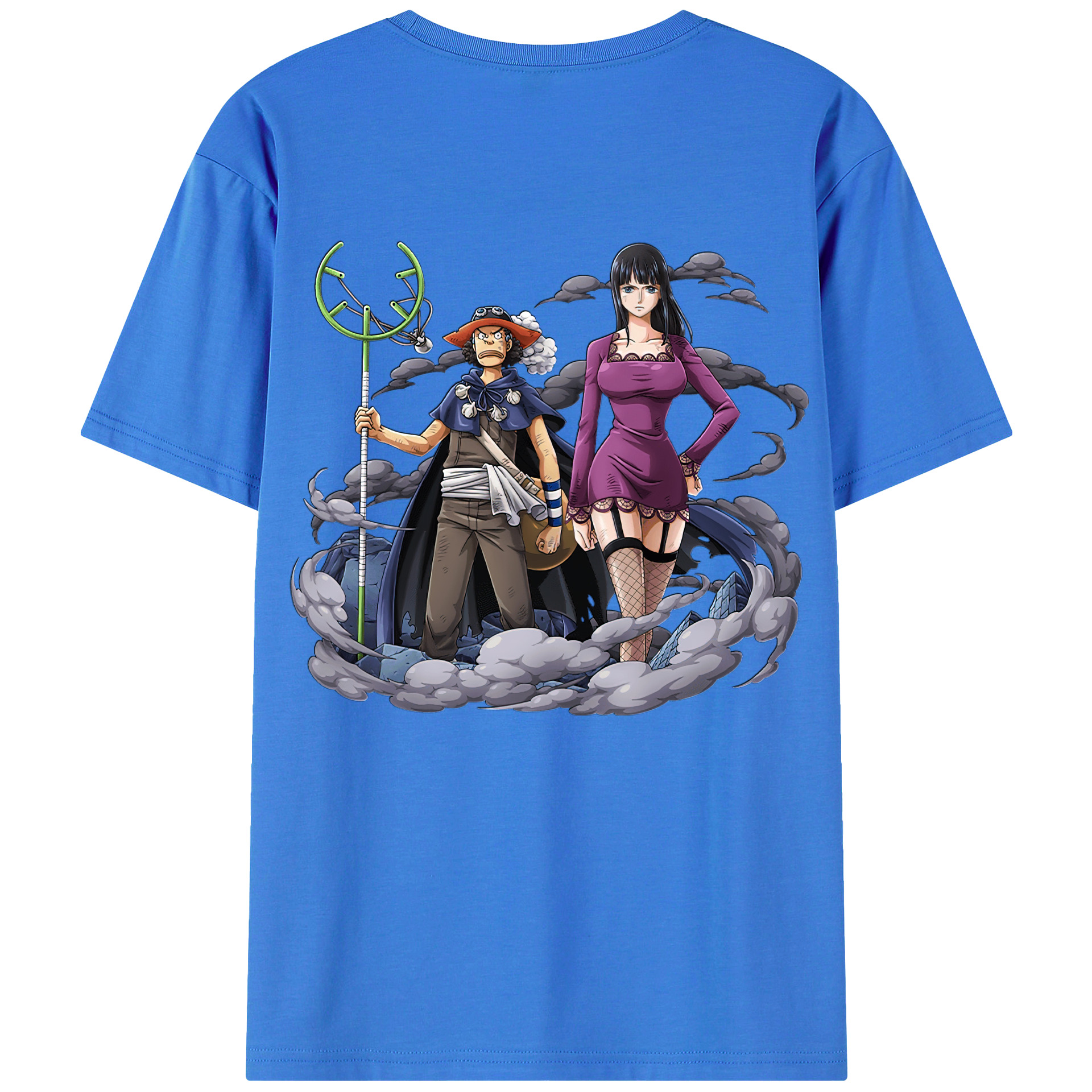 ワンピース ニコ・ロビン ONE PIECE Nico Robin 綿100％ メンズ半袖Tシャツ（バックプリント） 通気性