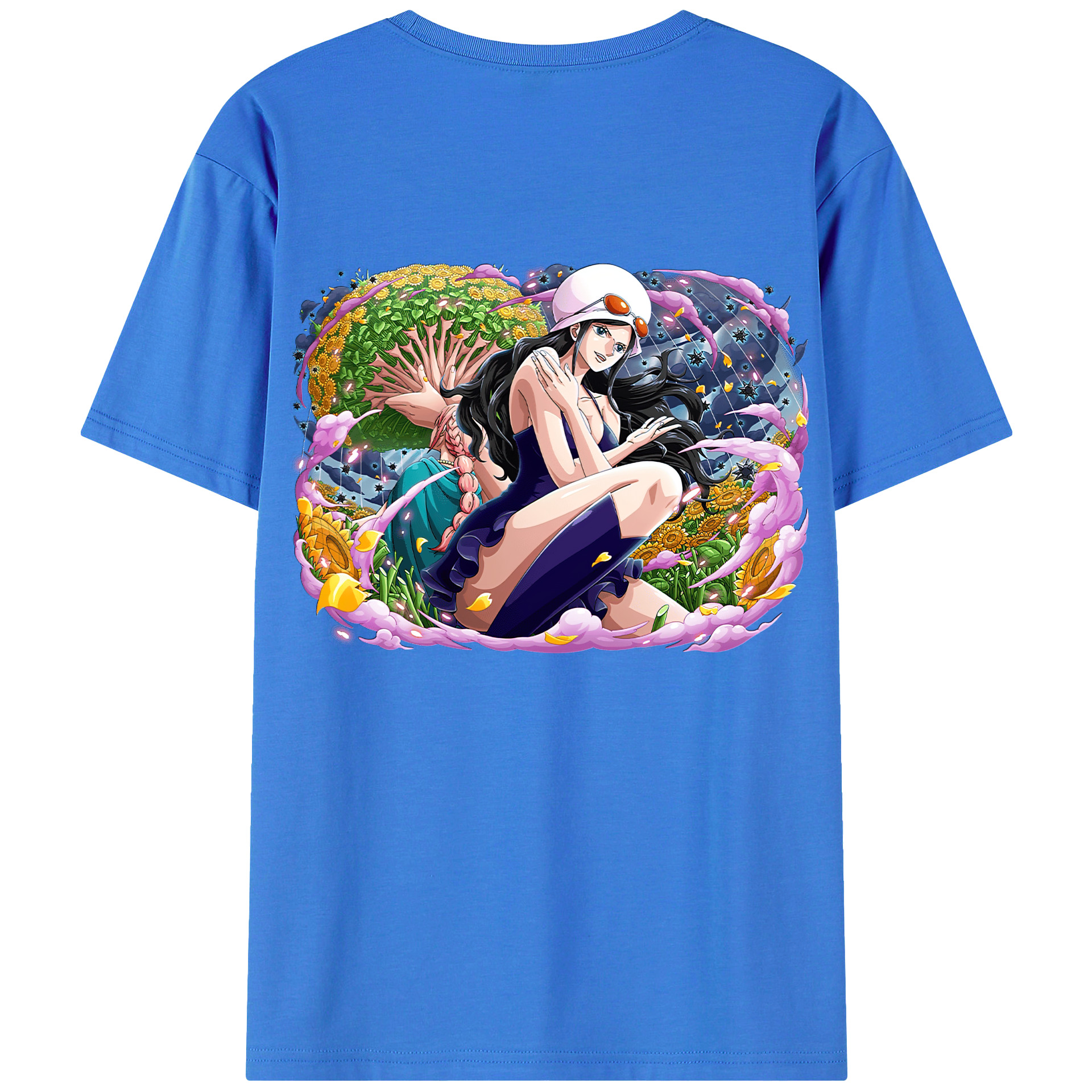 ワンピース ニコ・ロビン ONE PIECE Nico Robin 綿100％ メンズ半袖Tシャツ（バックプリント） 通気性