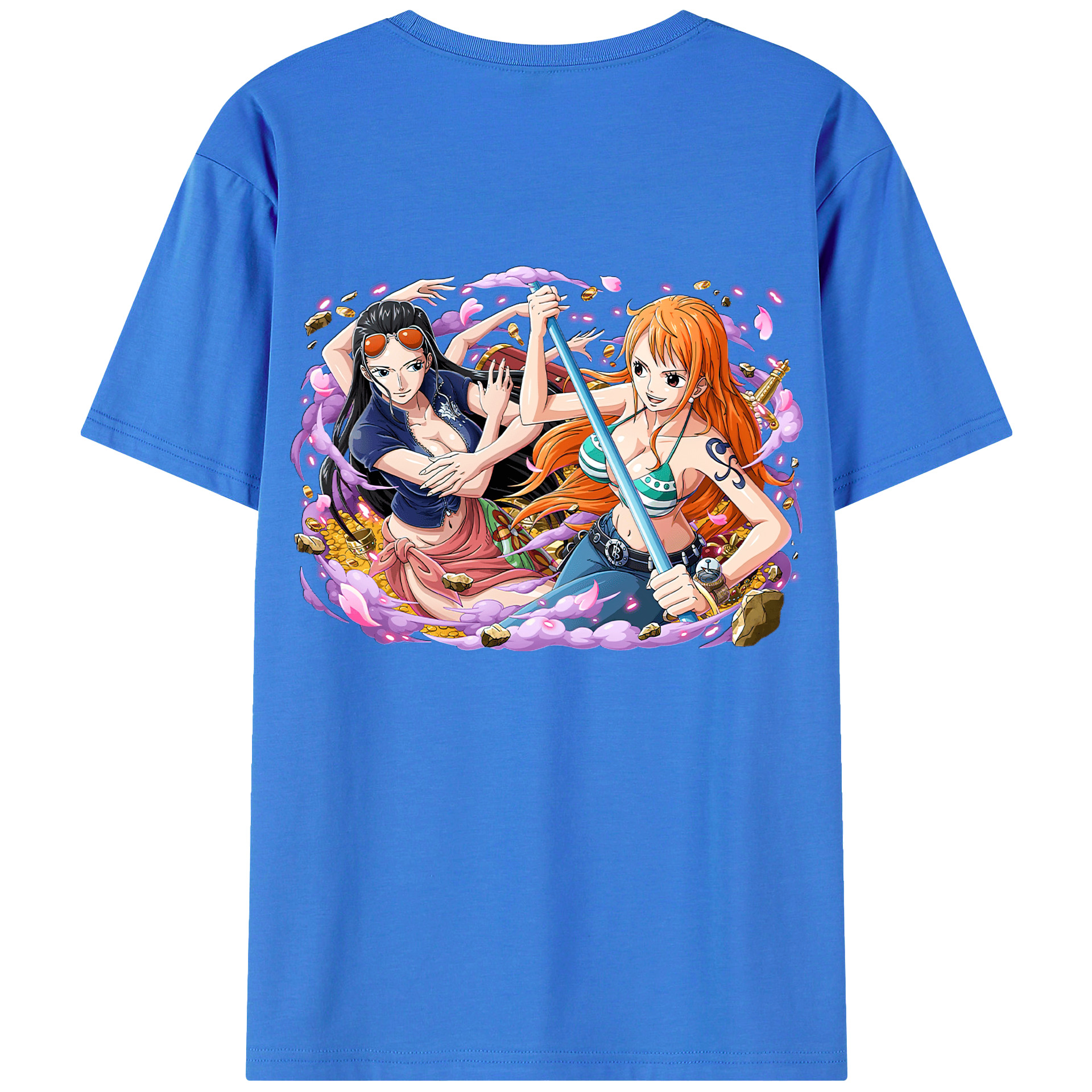 ワンピース ニコ・ロビン ONE PIECE Nico Robin 綿100％ メンズ半袖Tシャツ（バックプリント） 通気性