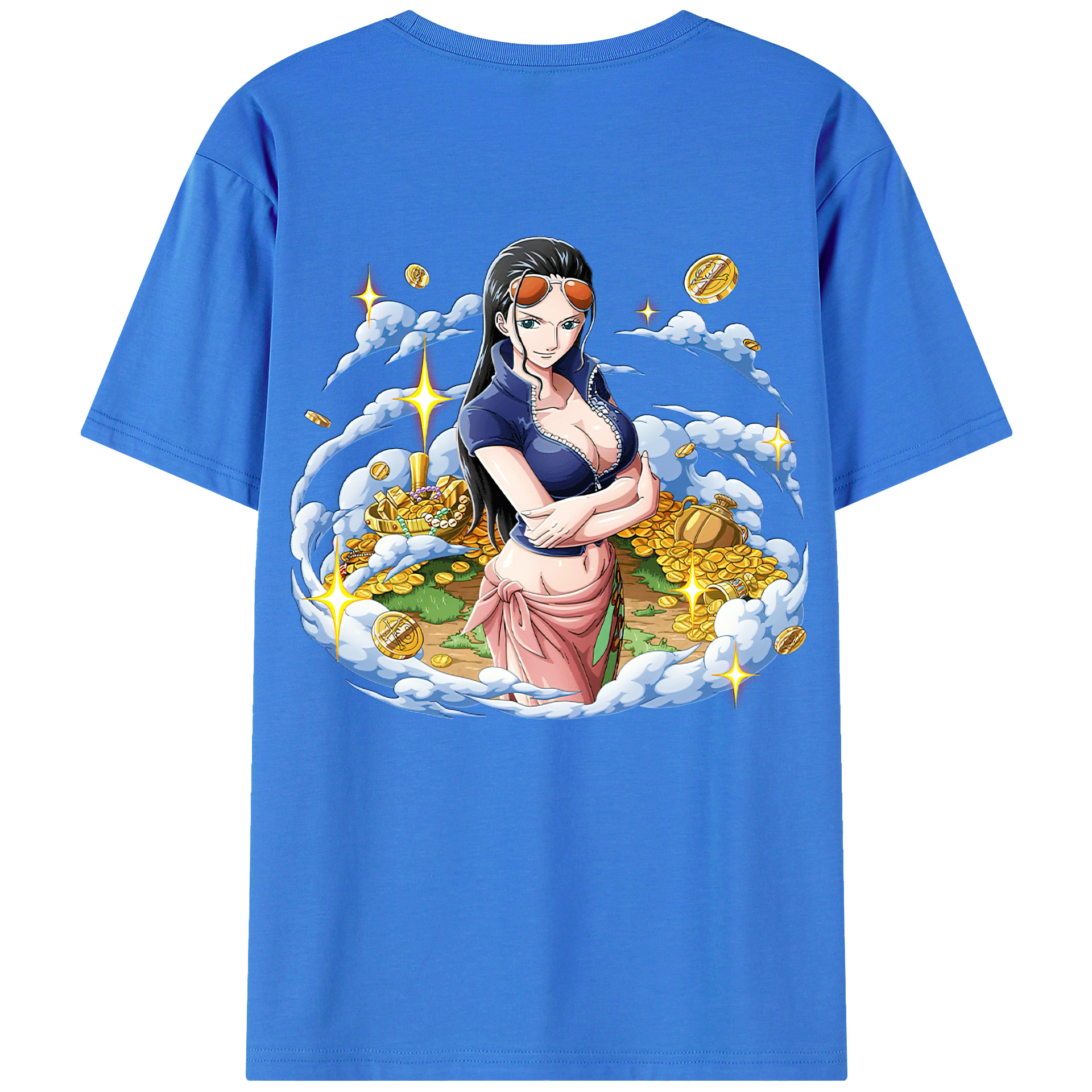 ワンピース ニコ・ロビン ONE PIECE Nico Robin 綿100％ メンズ半袖Tシャツ（バックプリント） 通気性