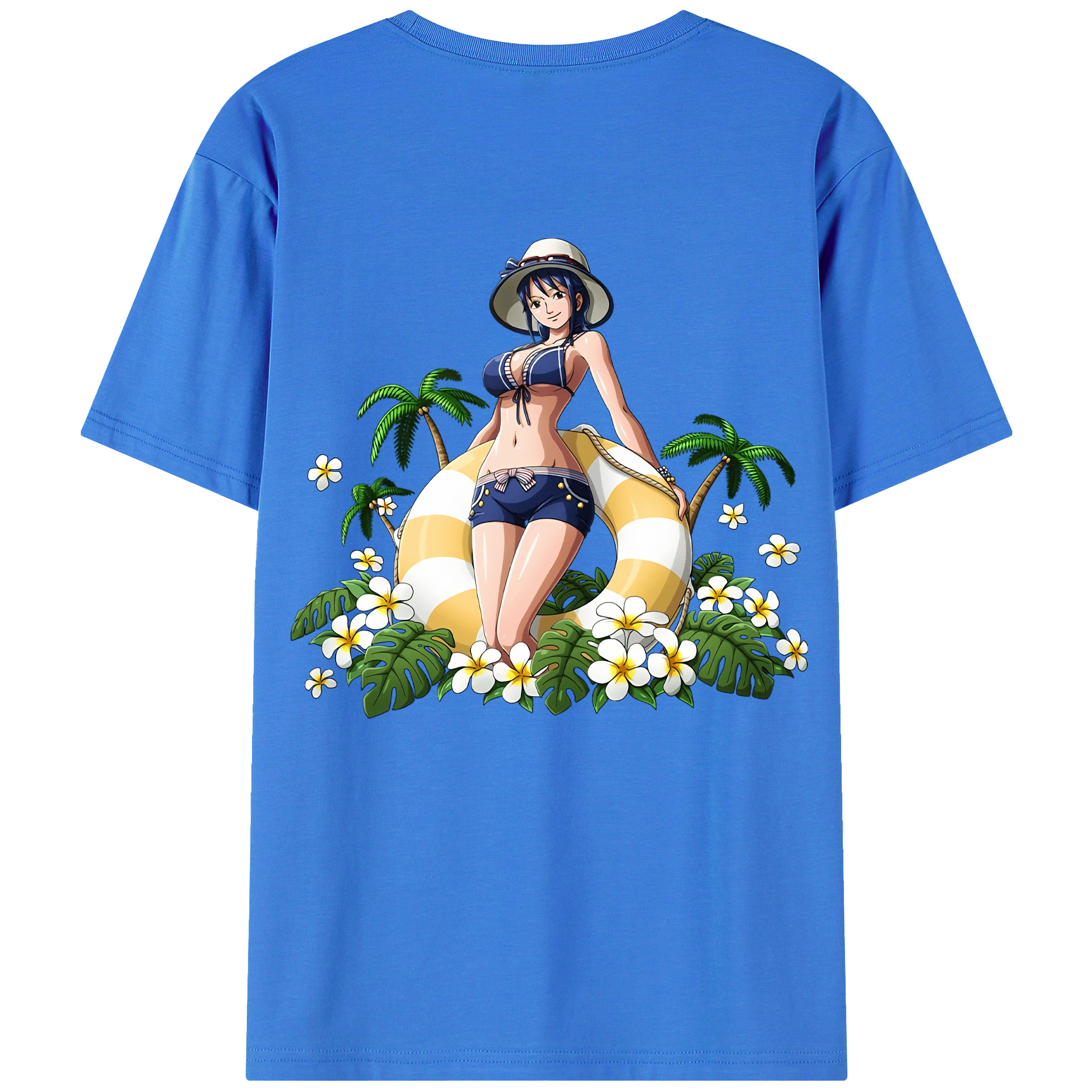 ワンピース ニコ・ロビン ONE PIECE Nico Robin 綿100％ メンズ半袖Tシャツ（バックプリント） 通気性