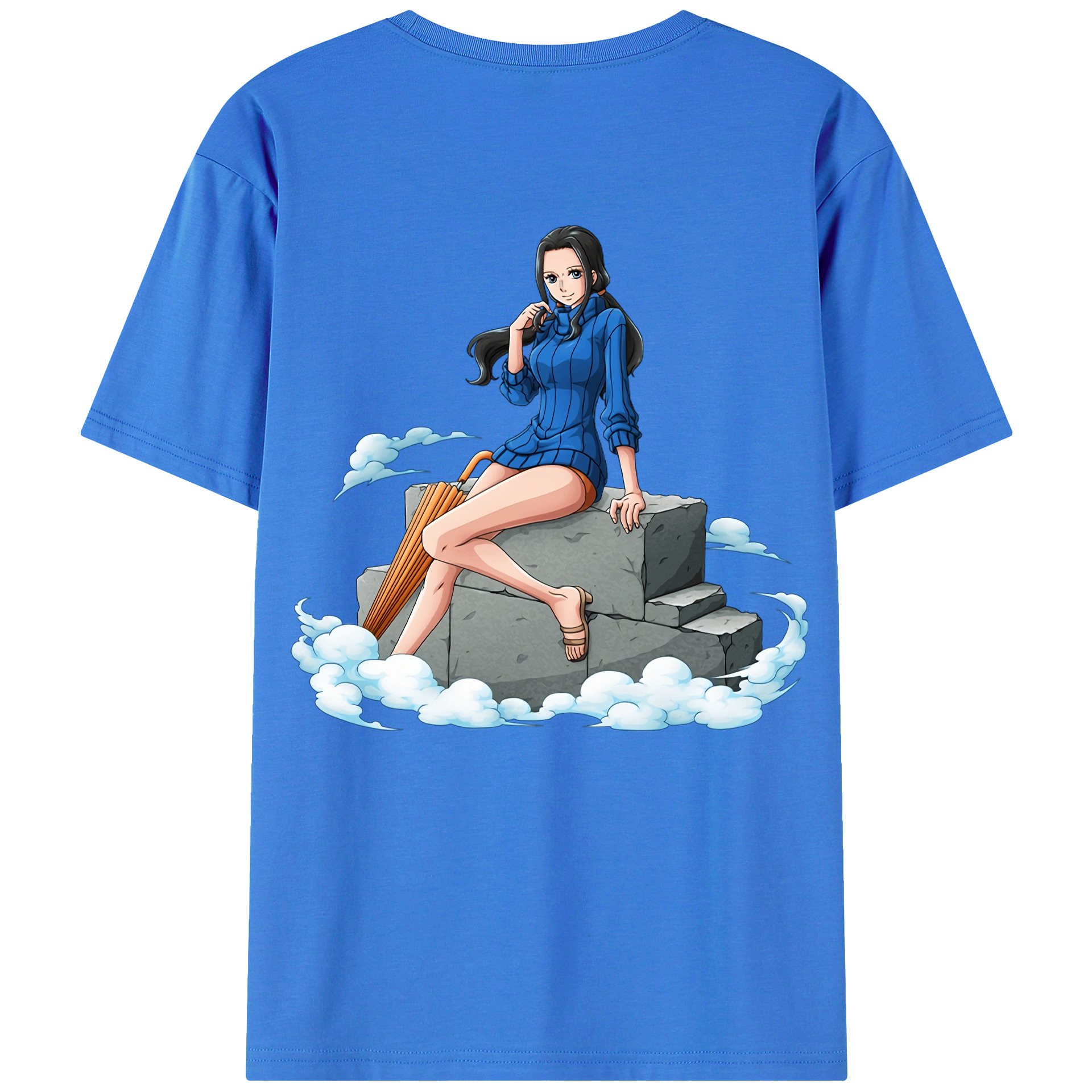 ワンピース ニコ・ロビン ONE PIECE Nico Robin 綿100％ メンズ半袖Tシャツ（バックプリント） 通気性