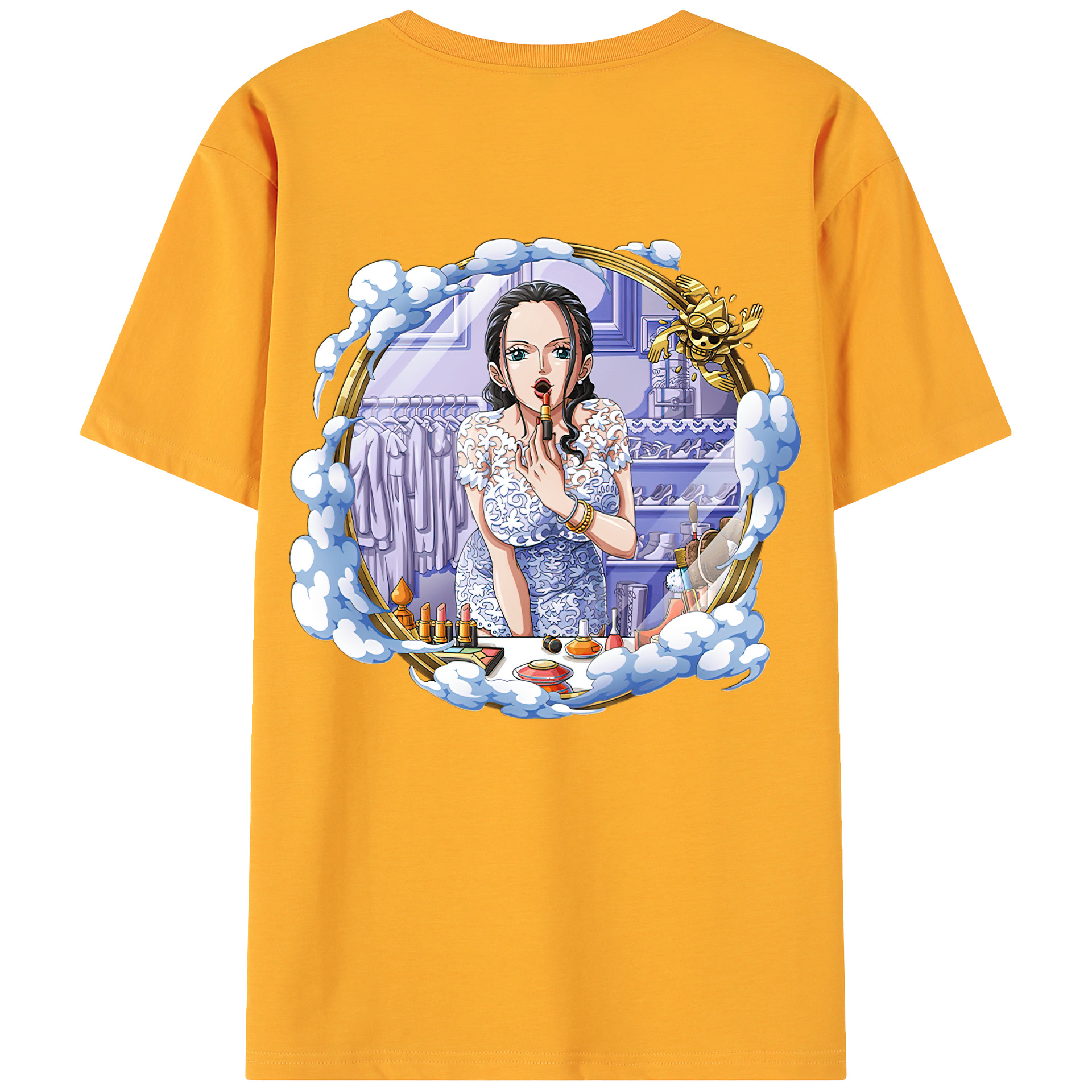 ワンピース ニコ・ロビン ONE PIECE Nico Robin 綿100％ メンズ半袖Tシャツ（バックプリント） 通気性