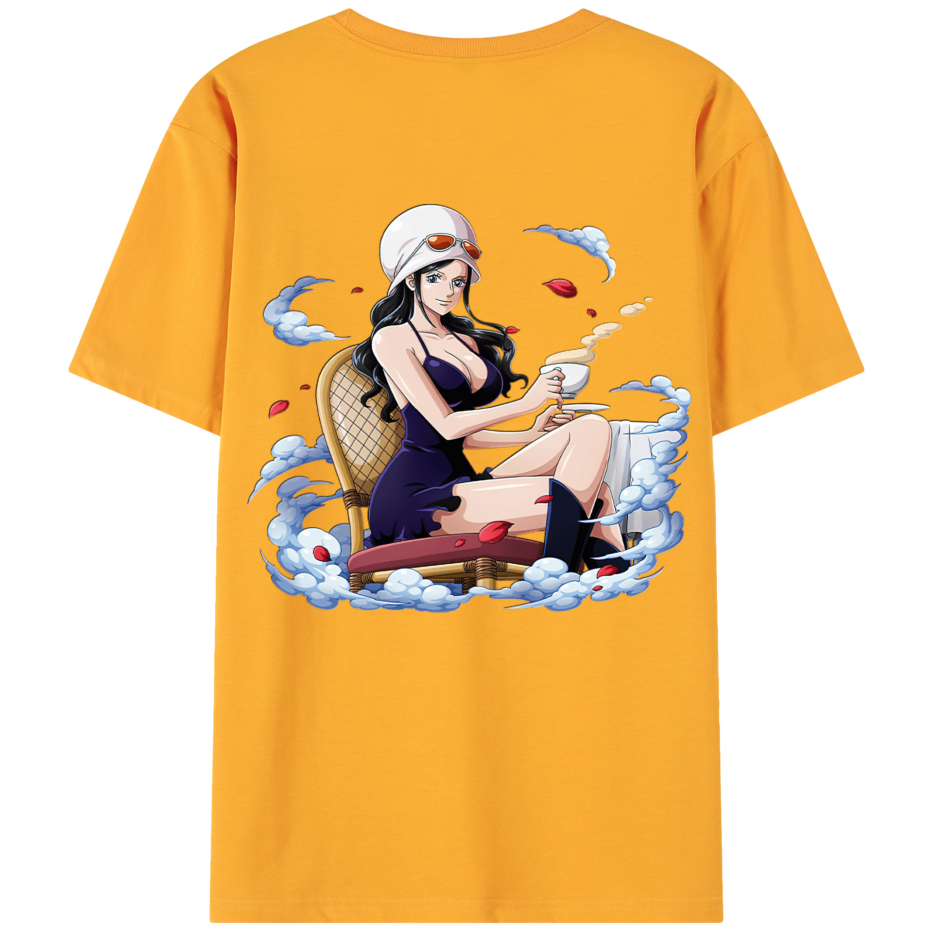 ワンピース ニコ・ロビン ONE PIECE Nico Robin 綿100％ メンズ半袖Tシャツ（バックプリント） 通気性