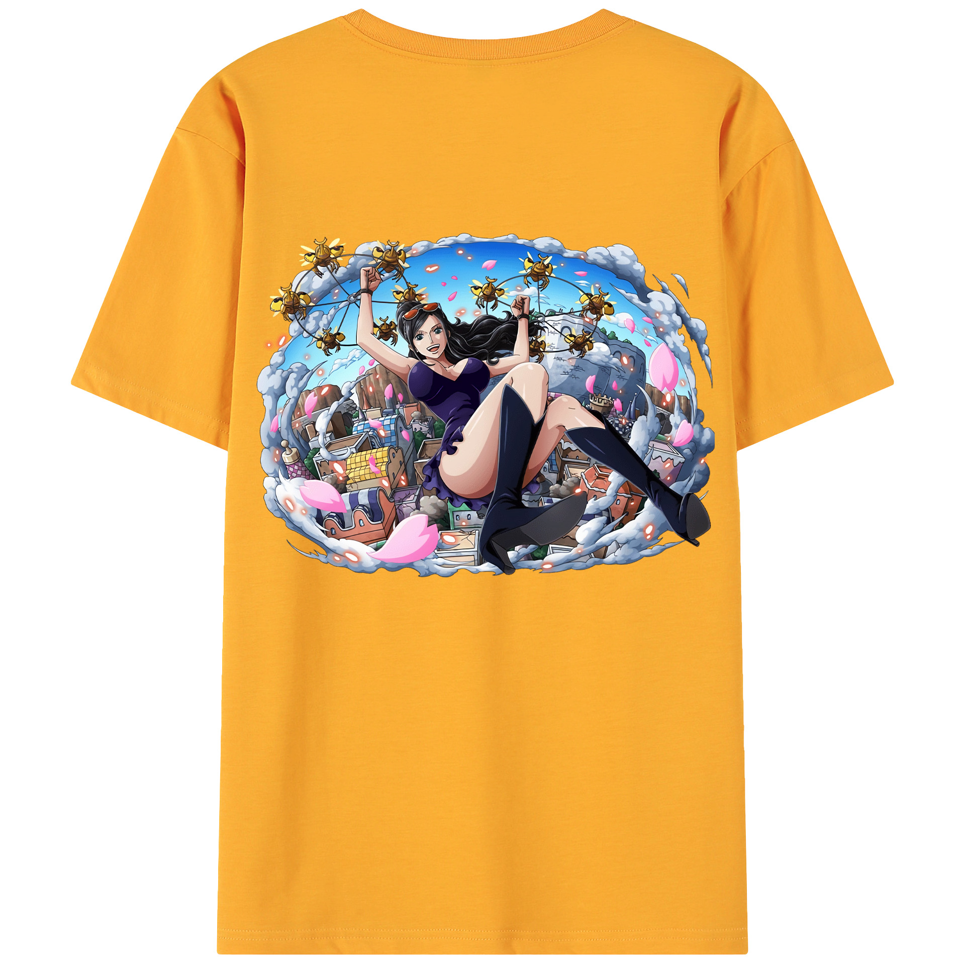 ワンピース ニコ・ロビン ONE PIECE Nico Robin 綿100％ メンズ半袖Tシャツ（バックプリント） 通気性