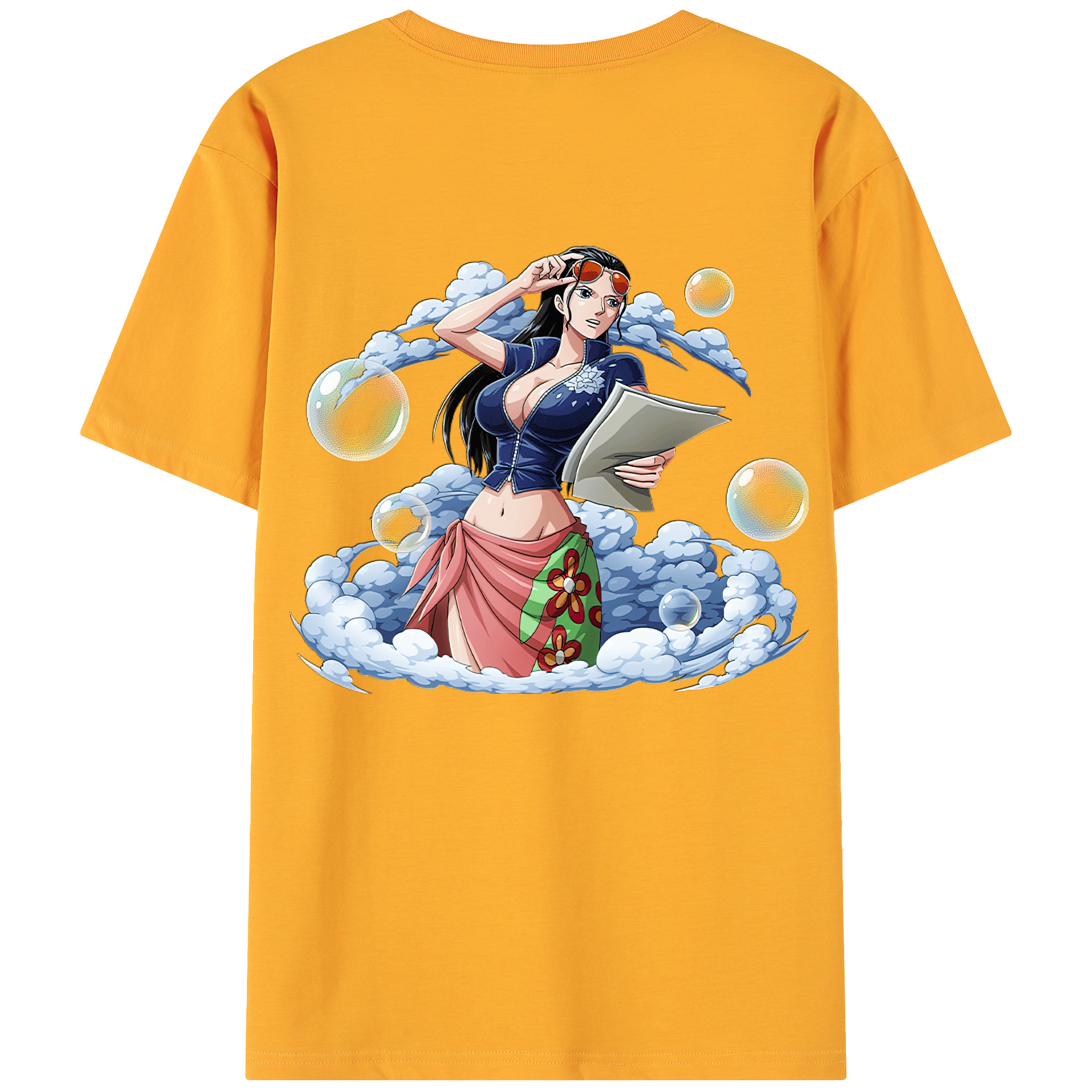ワンピース ニコ・ロビン ONE PIECE Nico Robin 綿100％ メンズ半袖Tシャツ（バックプリント） 通気性