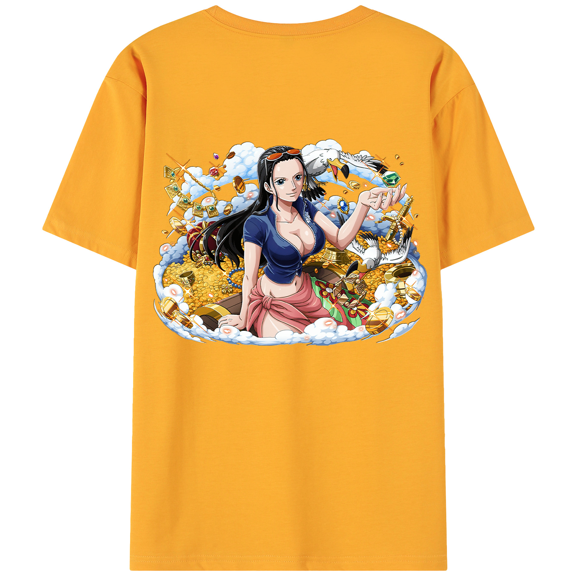 ワンピース ニコ・ロビン ONE PIECE Nico Robin 綿100％ メンズ半袖Tシャツ（バックプリント） 通気性