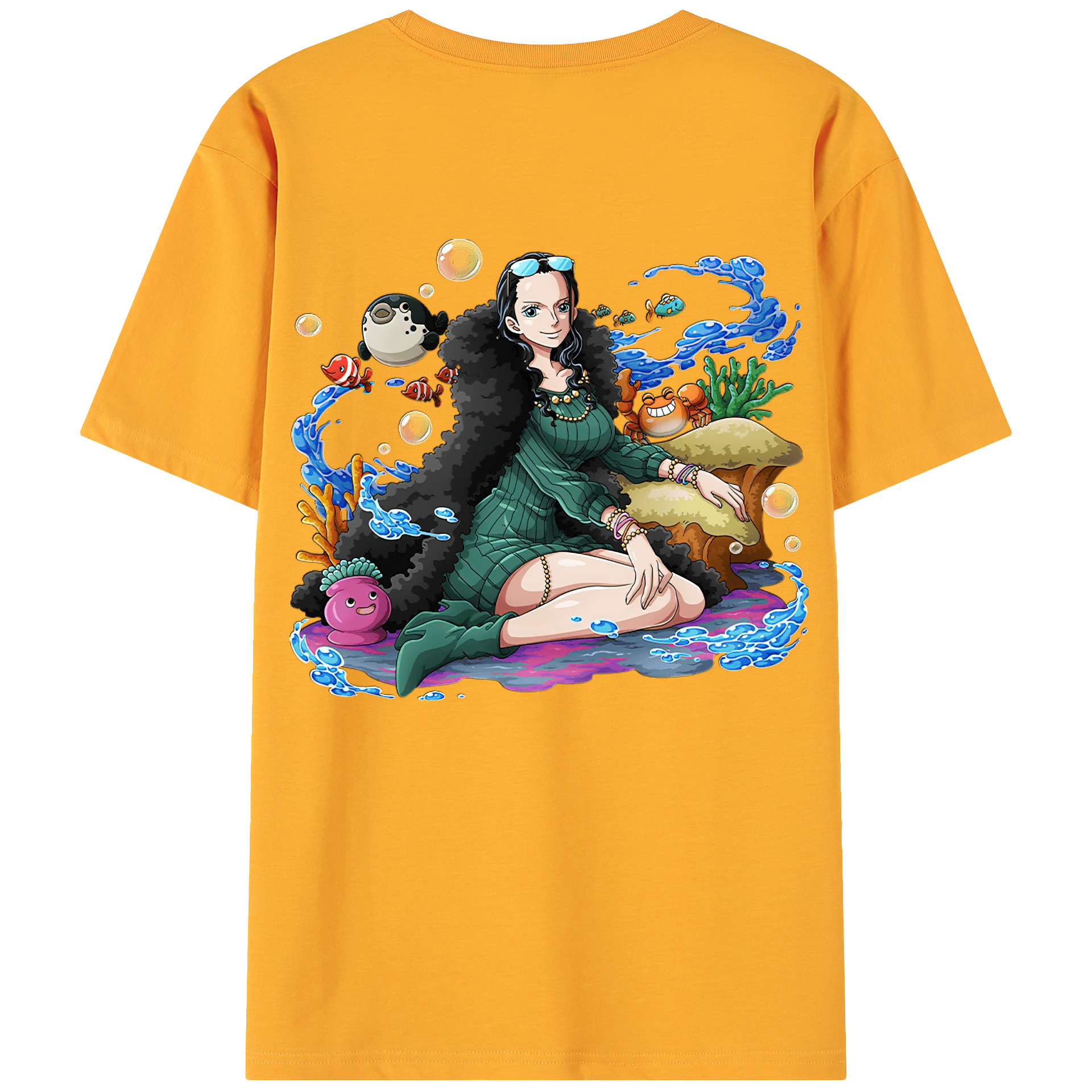 ワンピース ニコ・ロビン ONE PIECE Nico Robin 綿100％ メンズ半袖Tシャツ（バックプリント） 通気性