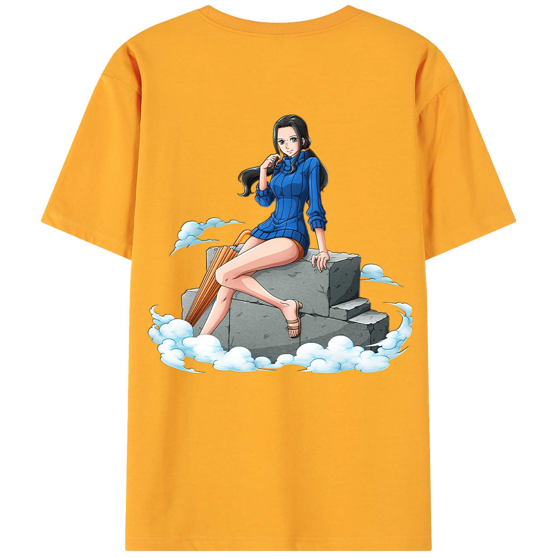 ワンピース ニコ・ロビン ONE PIECE Nico Robin 綿100％ メンズ半袖Tシャツ（バックプリント） 通気性
