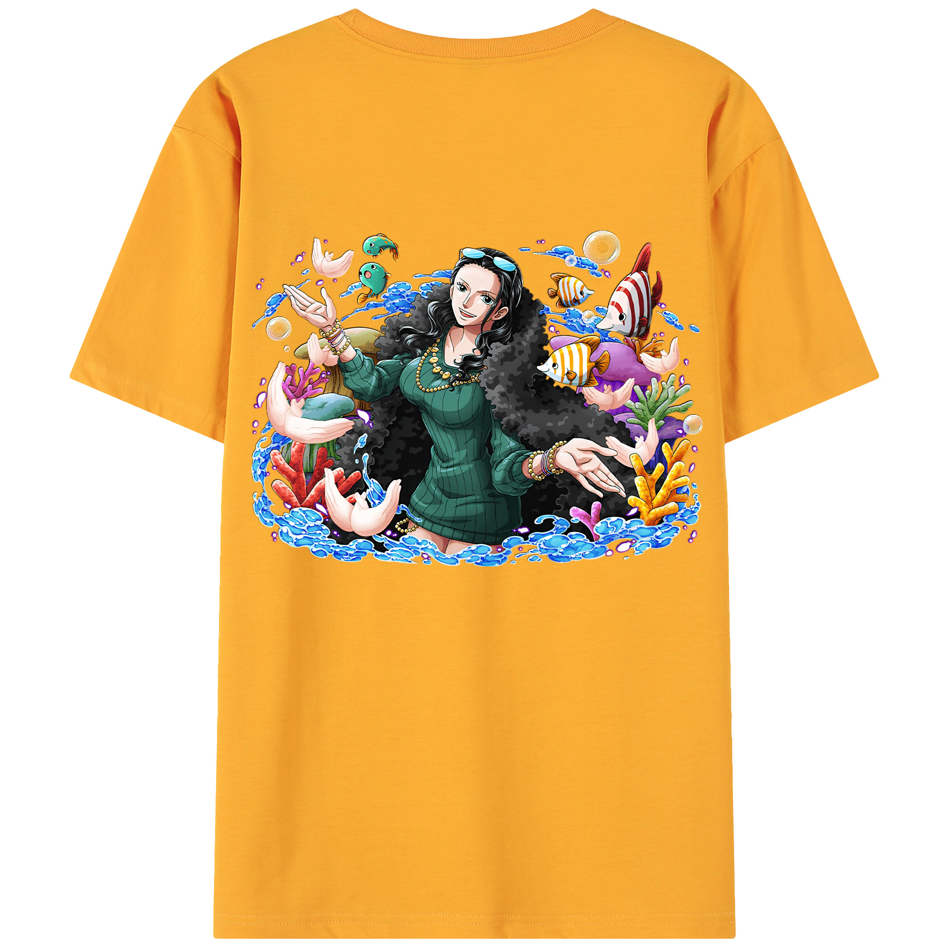 ワンピース ニコ・ロビン ONE PIECE Nico Robin 綿100％ メンズ半袖Tシャツ（バックプリント） 通気性