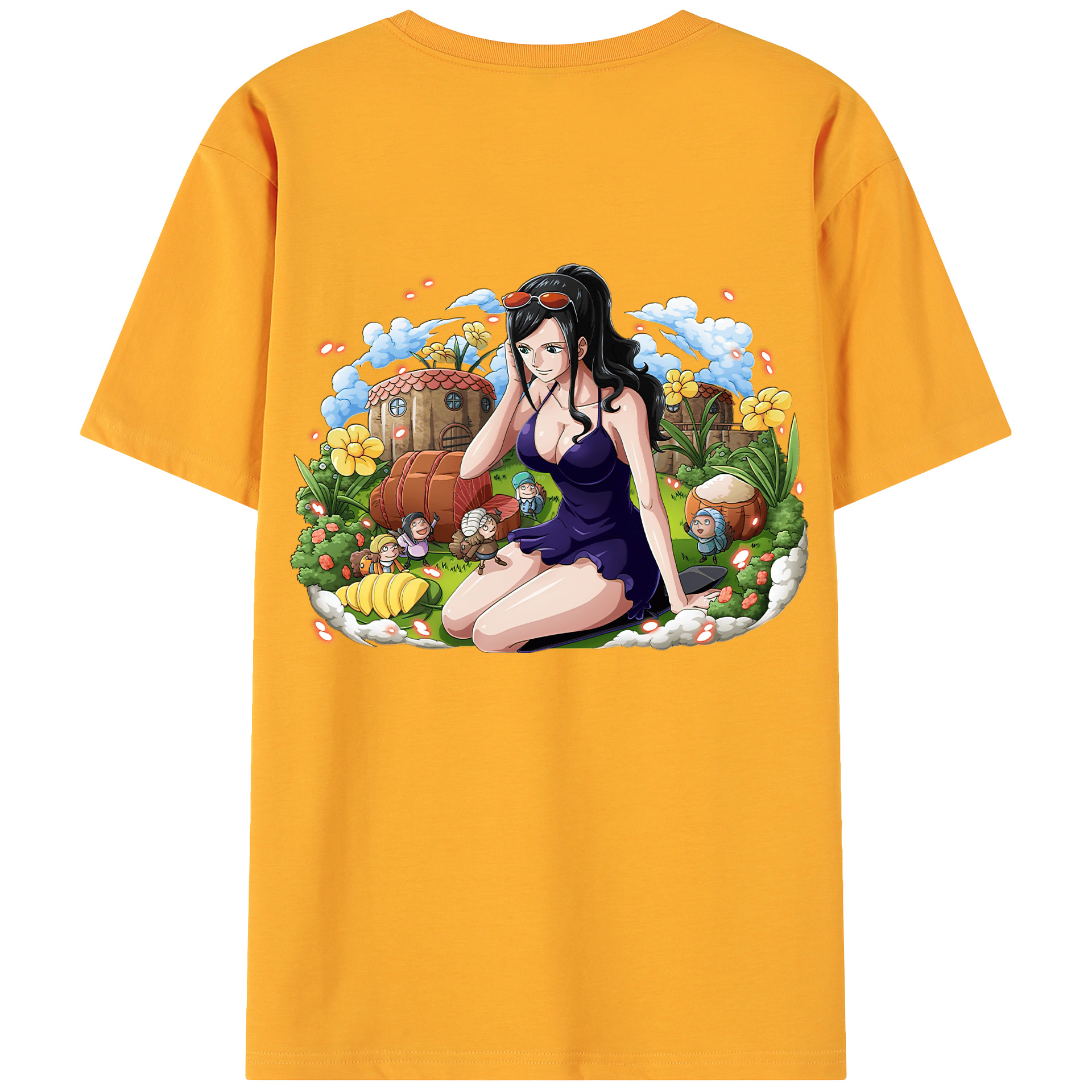 ワンピース ニコ・ロビン ONE PIECE Nico Robin 綿100％ メンズ半袖Tシャツ（バックプリント） 通気性