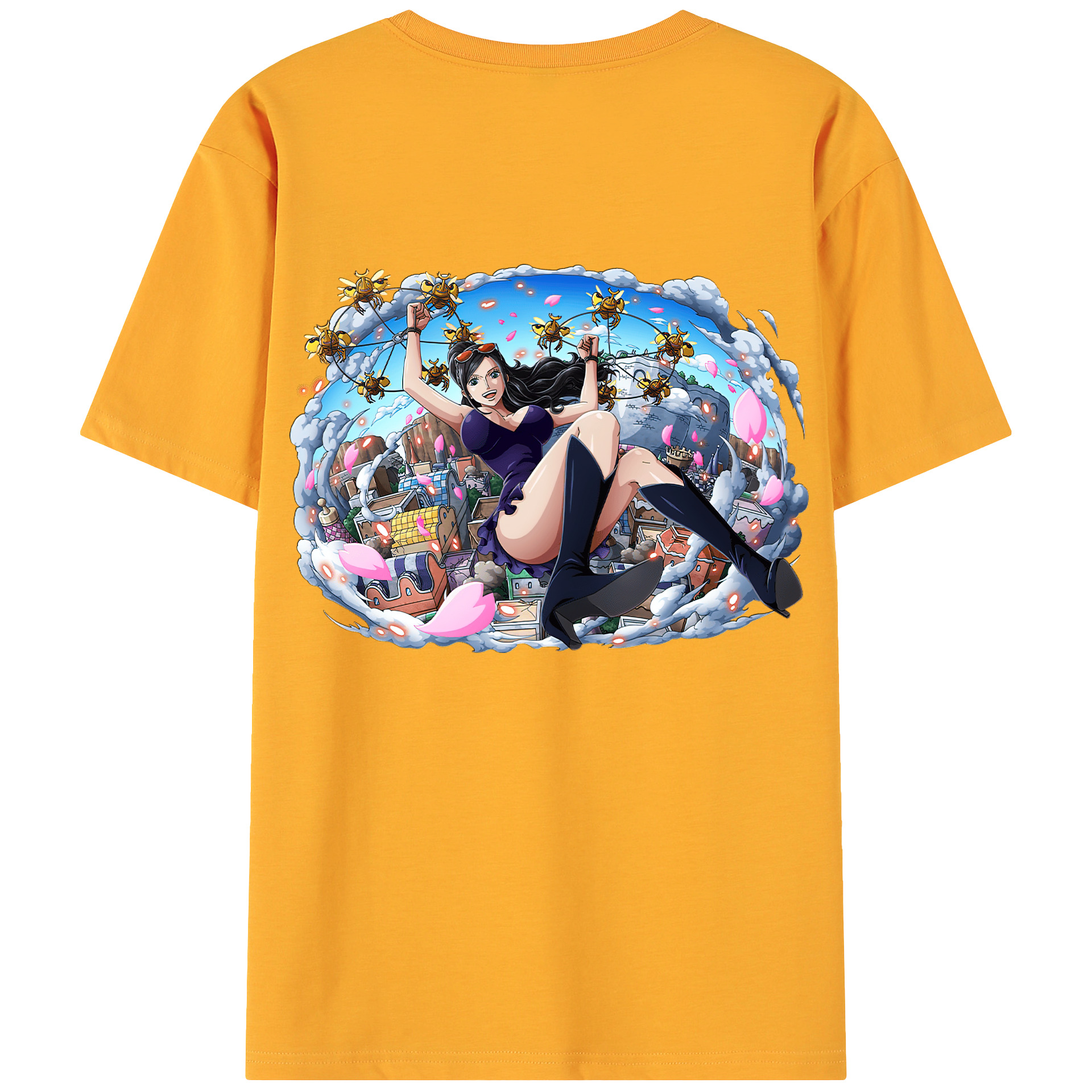 ワンピース ニコ・ロビン ONE PIECE Nico Robin 綿100％ メンズ半袖Tシャツ（バックプリント） 通気性