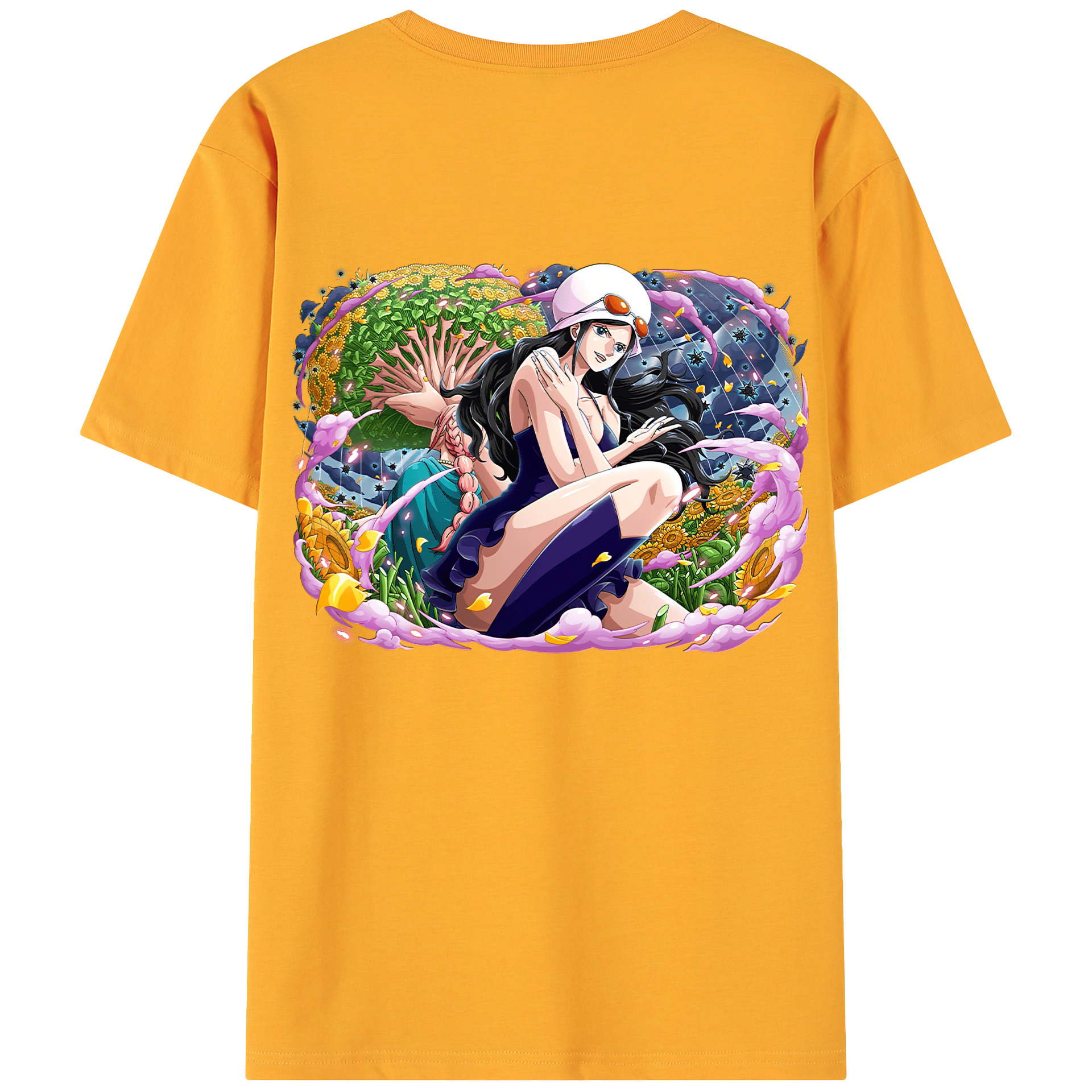 ワンピース ニコ・ロビン ONE PIECE Nico Robin 綿100％ メンズ半袖Tシャツ（バックプリント） 通気性