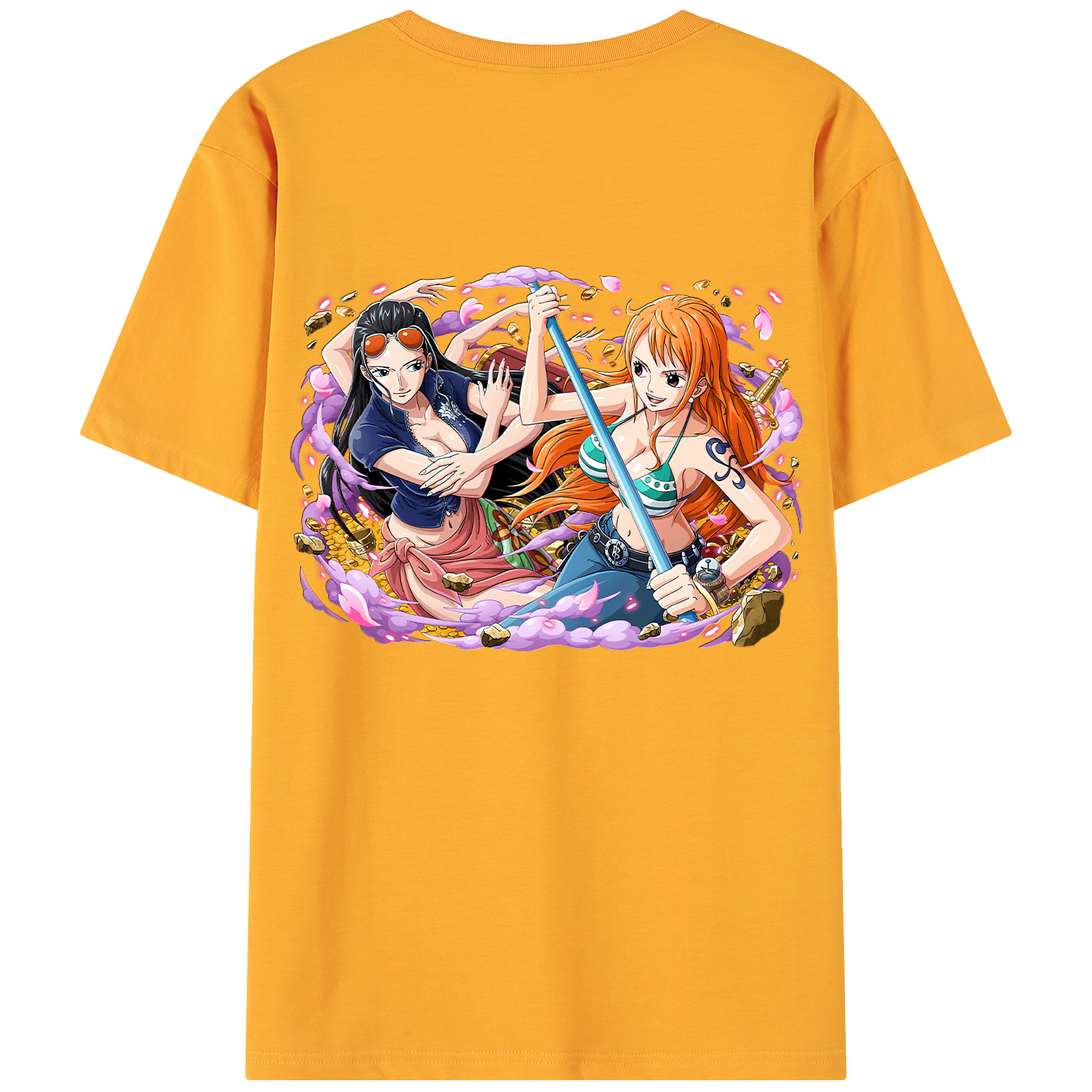 ワンピース ニコ・ロビン ONE PIECE Nico Robin 綿100％ メンズ半袖Tシャツ（バックプリント） 通気性