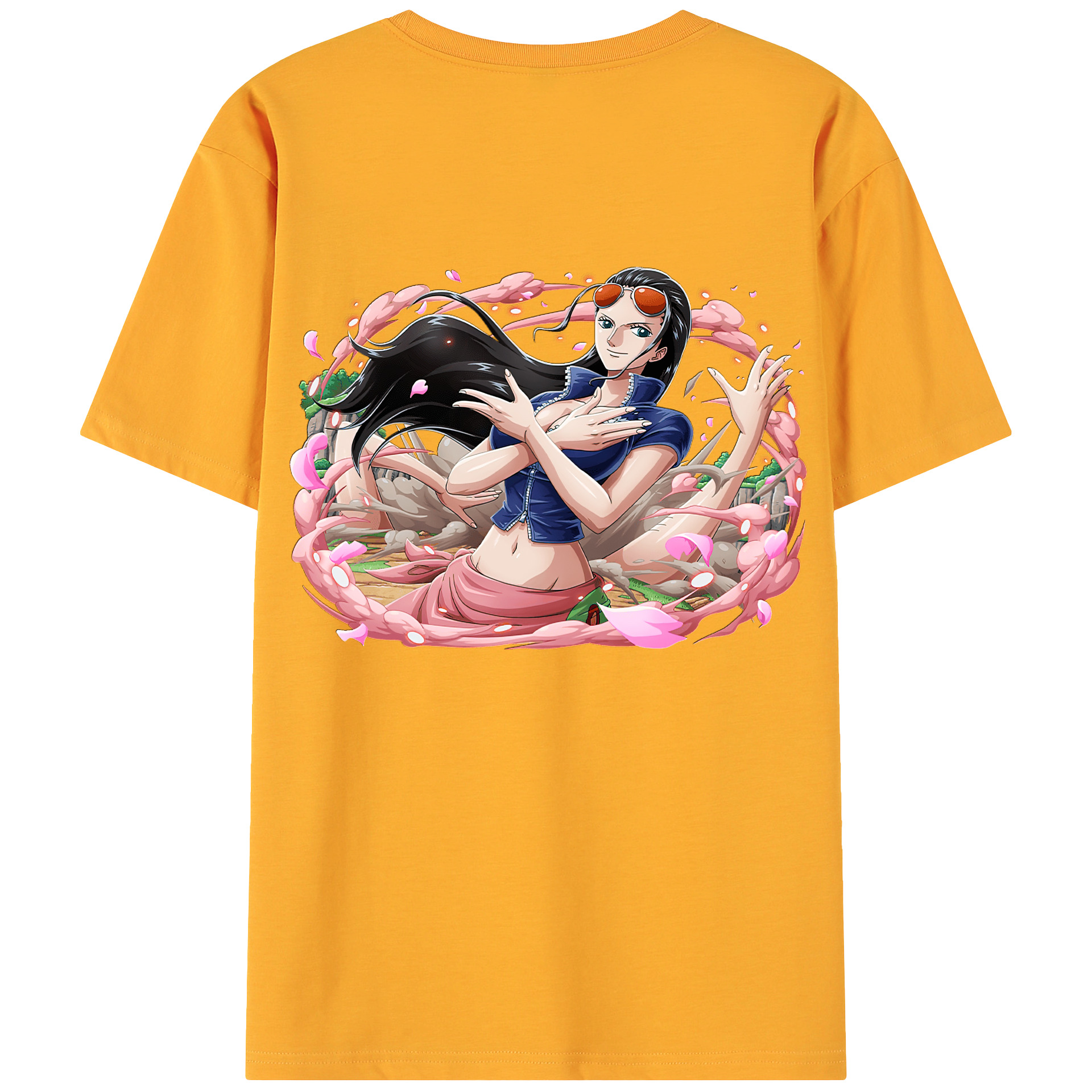 ワンピース ニコ・ロビン ONE PIECE Nico Robin 綿100％ メンズ半袖Tシャツ（バックプリント） 通気性