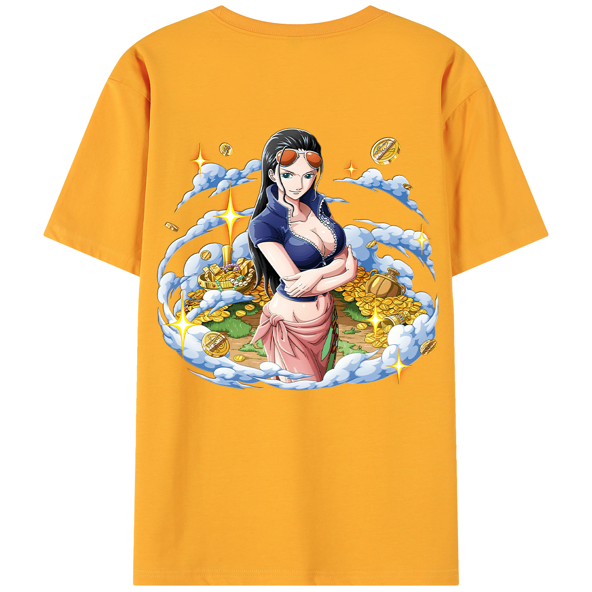 ワンピース ニコ・ロビン ONE PIECE Nico Robin 綿100％ メンズ半袖Tシャツ（バックプリント） 通気性