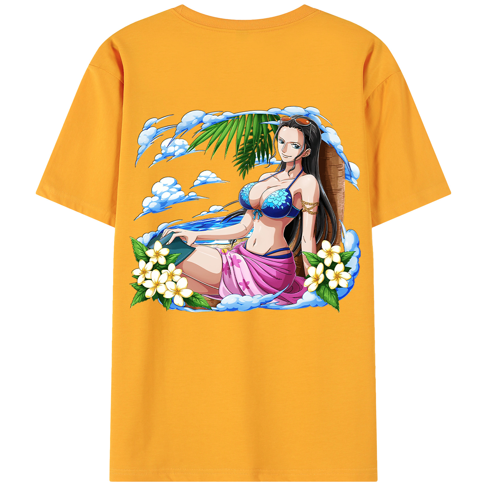 ワンピース ニコ・ロビン ONE PIECE Nico Robin 綿100％ メンズ半袖Tシャツ（バックプリント） 通気性