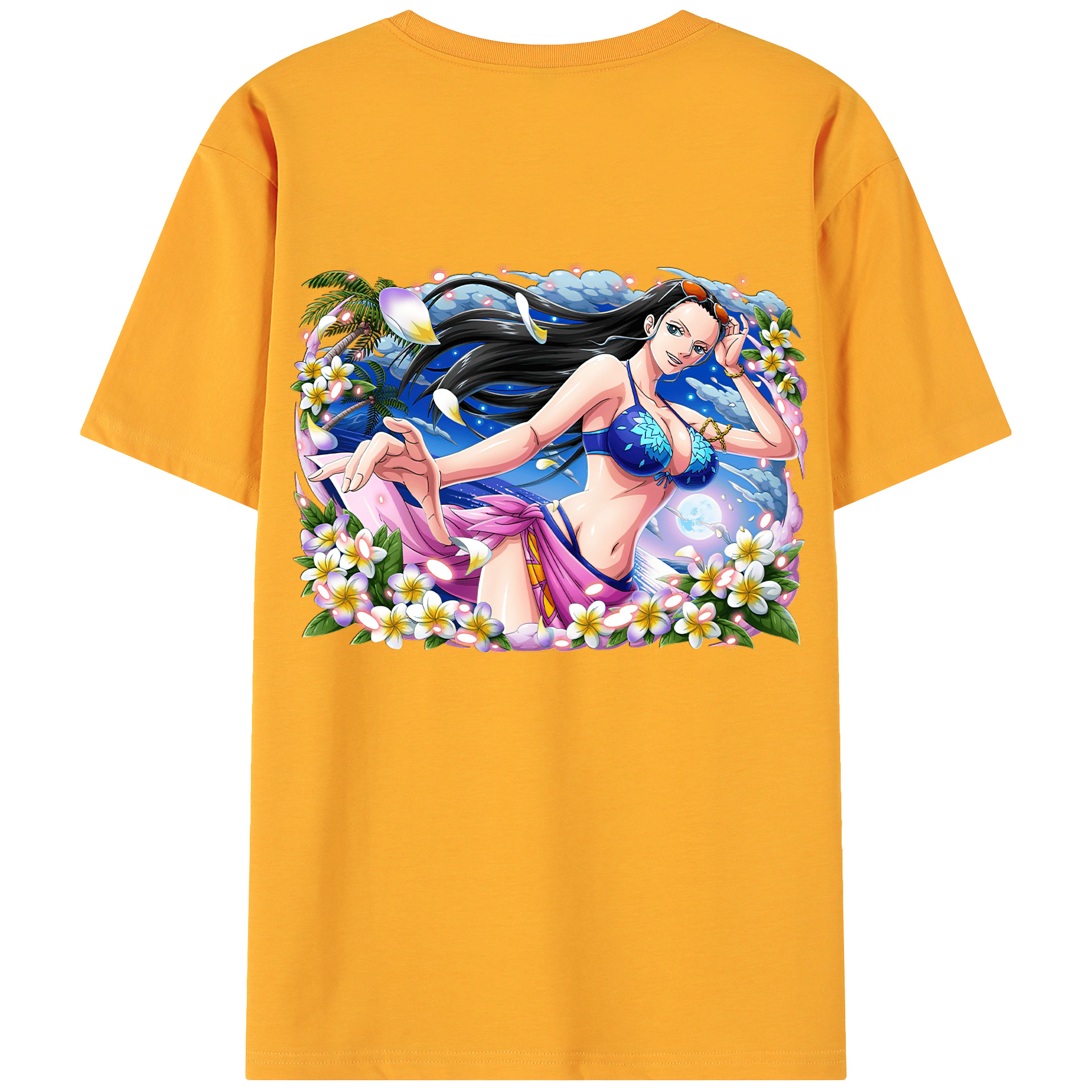 ワンピース ニコ・ロビン ONE PIECE Nico Robin 綿100％ メンズ半袖Tシャツ（バックプリント） 通気性