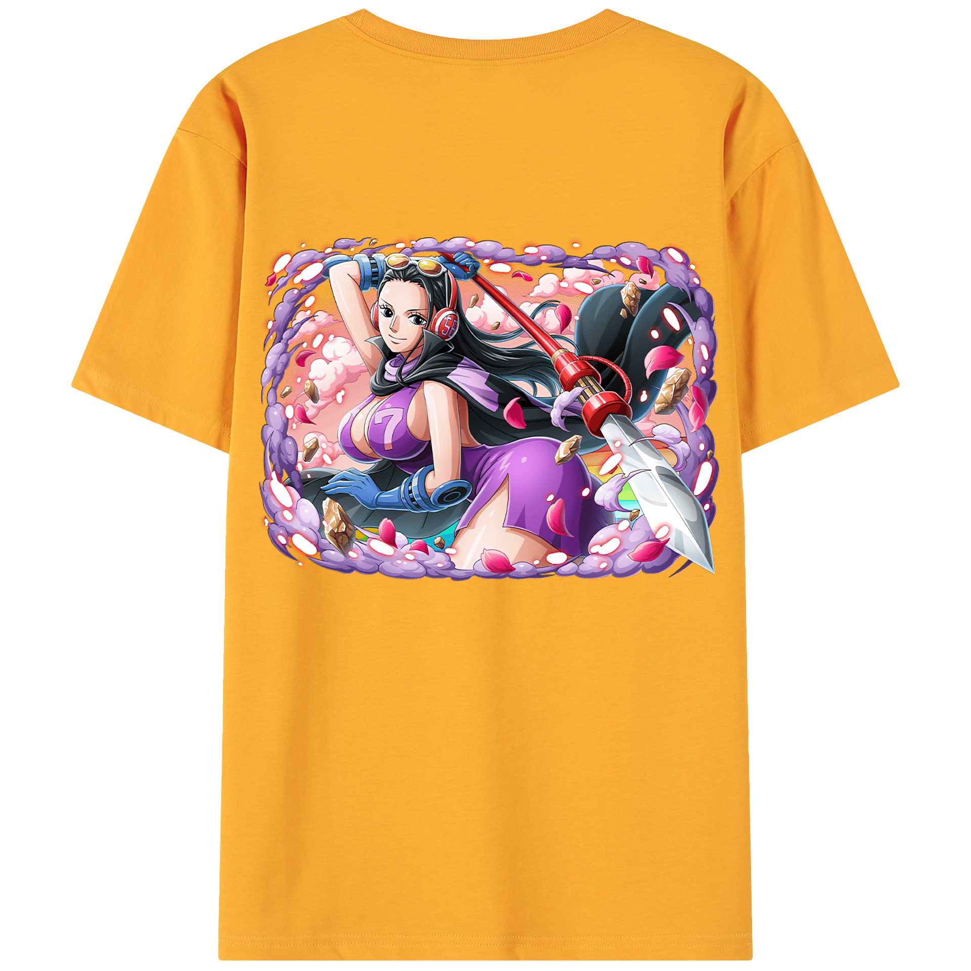 ワンピース ニコ・ロビン ONE PIECE Nico Robin 綿100％ メンズ半袖Tシャツ（バックプリント） 通気性