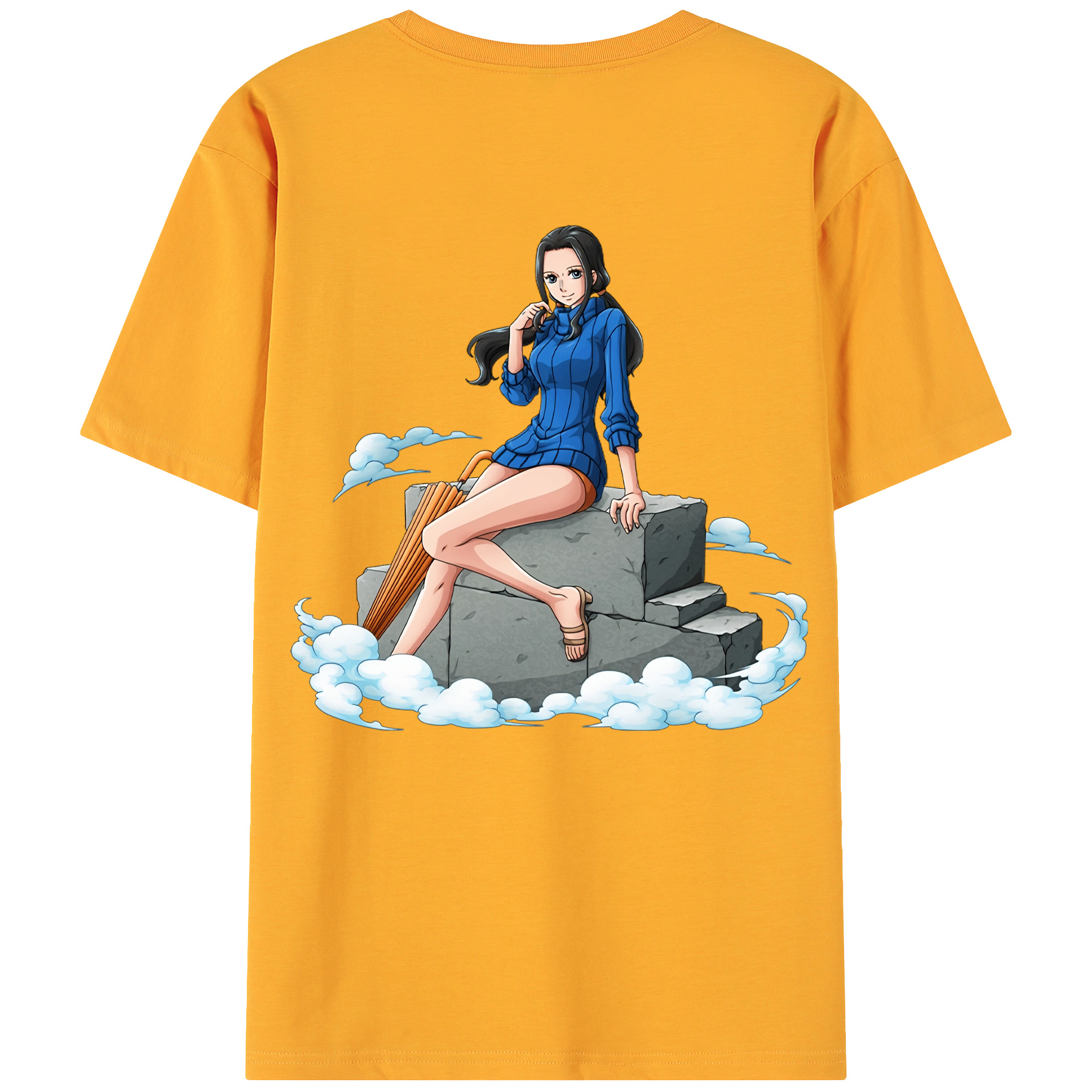 ワンピース ニコ・ロビン ONE PIECE Nico Robin 綿100％ メンズ半袖Tシャツ（バックプリント） 通気性