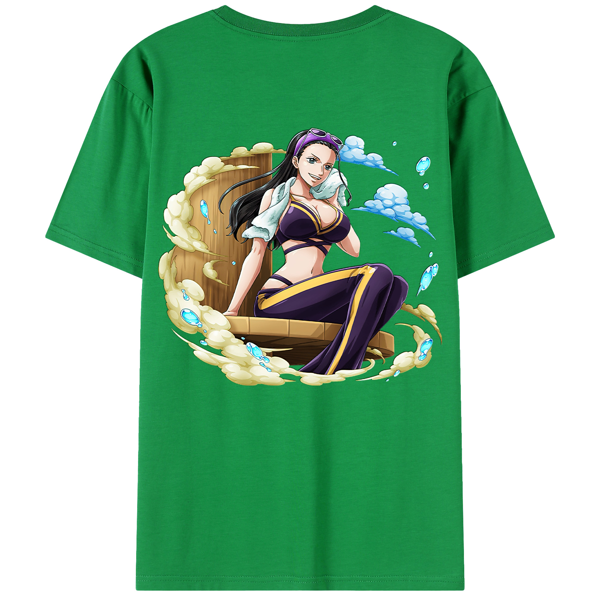 ワンピース ニコ・ロビン ONE PIECE Nico Robin 綿100％ メンズ半袖Tシャツ（バックプリント） 通気性