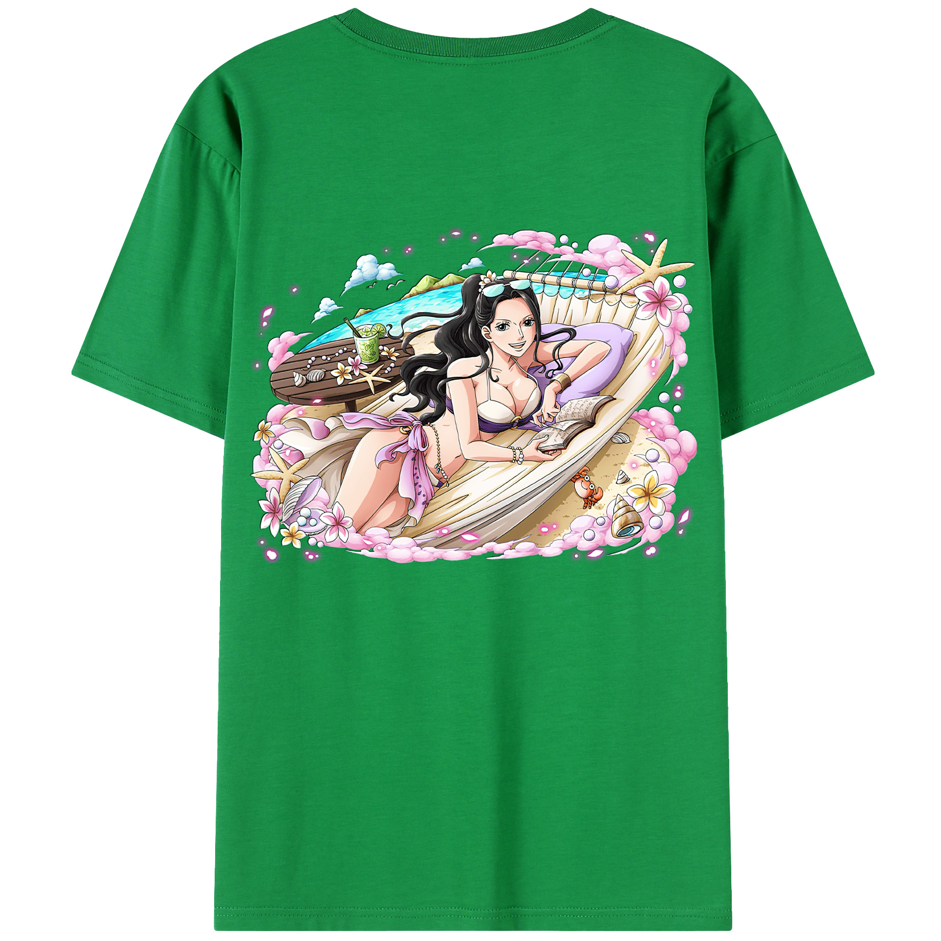 ワンピース ニコ・ロビン ONE PIECE Nico Robin 綿100％ メンズ半袖Tシャツ（バックプリント） 通気性