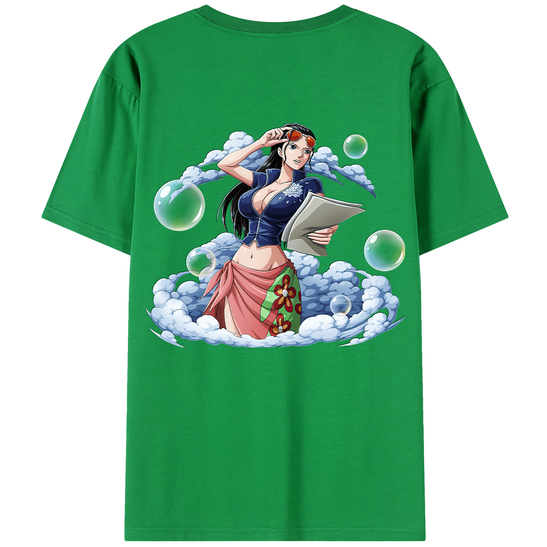 ワンピース ニコ・ロビン ONE PIECE Nico Robin 綿100％ メンズ半袖Tシャツ（バックプリント） 通気性