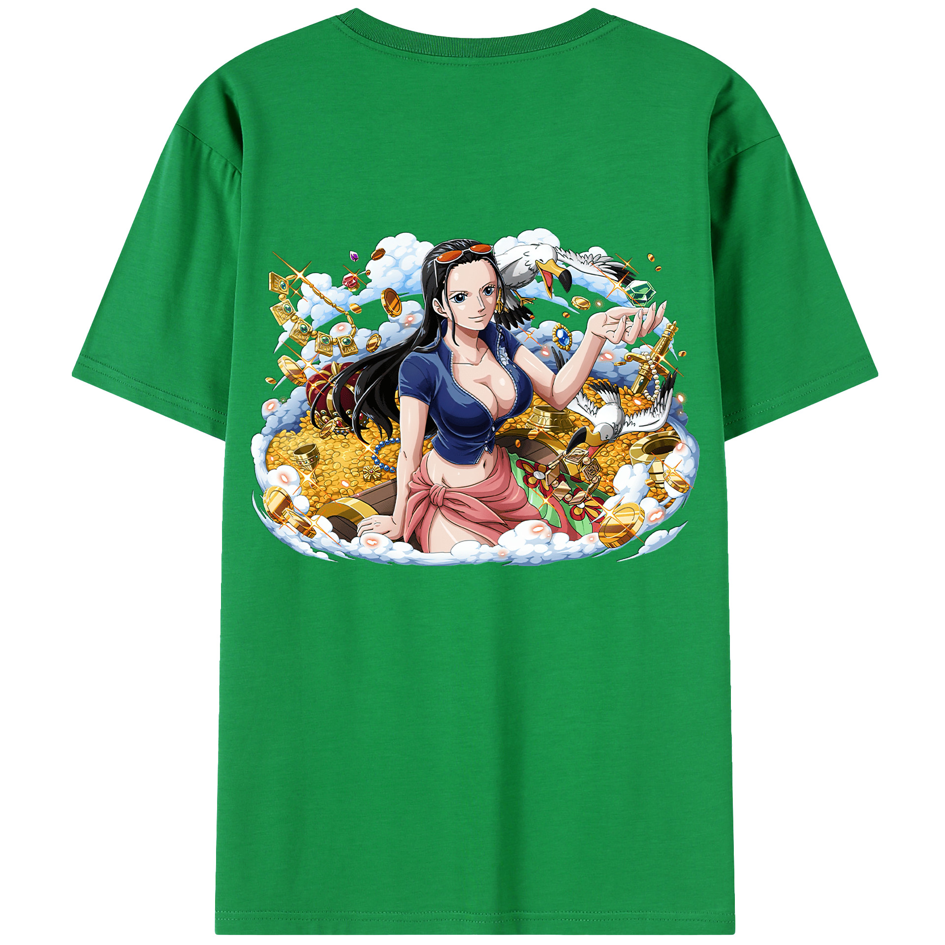 ワンピース ニコ・ロビン ONE PIECE Nico Robin 綿100％ メンズ半袖Tシャツ（バックプリント） 通気性