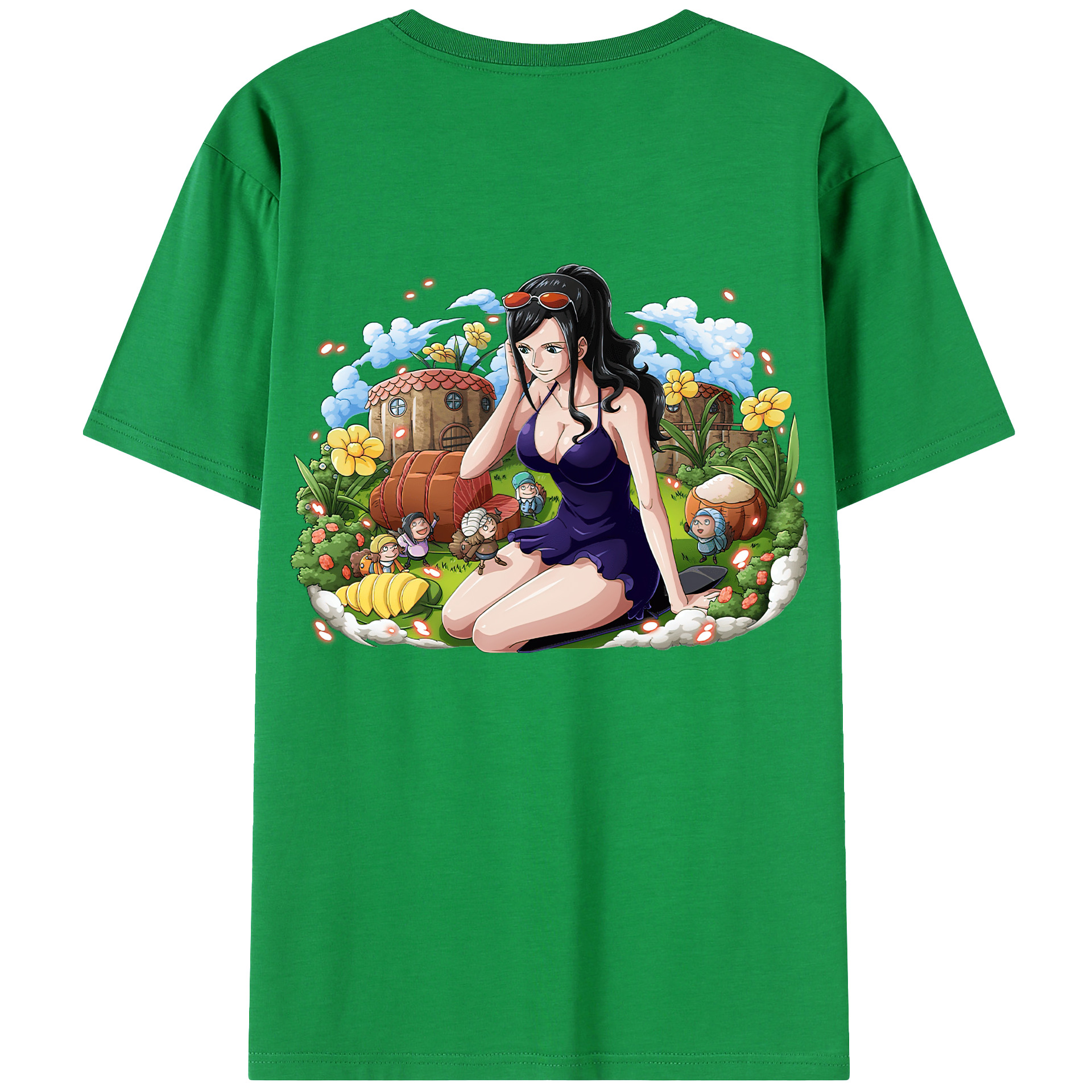 ワンピース ニコ・ロビン ONE PIECE Nico Robin 綿100％ メンズ半袖Tシャツ（バックプリント） 通気性
