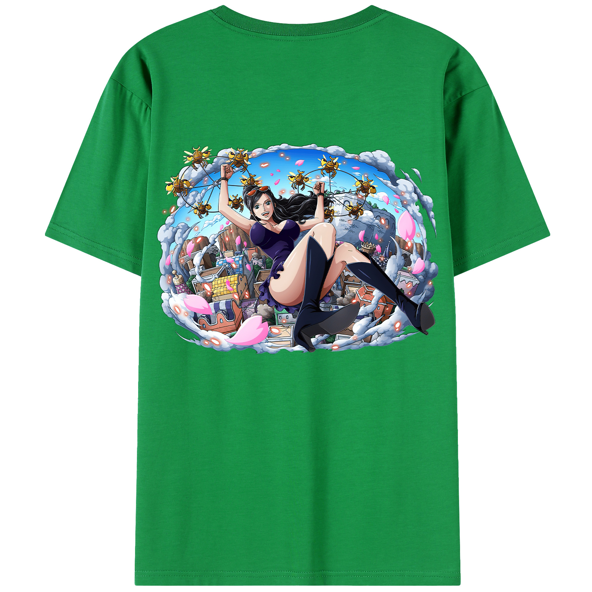 ワンピース ニコ・ロビン ONE PIECE Nico Robin 綿100％ メンズ半袖Tシャツ（バックプリント） 通気性