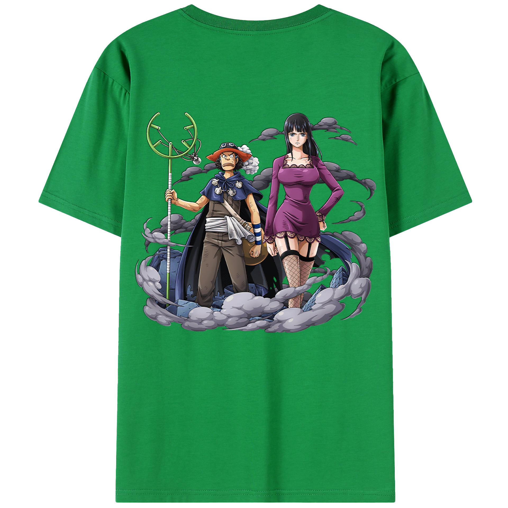 ワンピース ニコ・ロビン ONE PIECE Nico Robin 綿100％ メンズ半袖Tシャツ（バックプリント） 通気性
