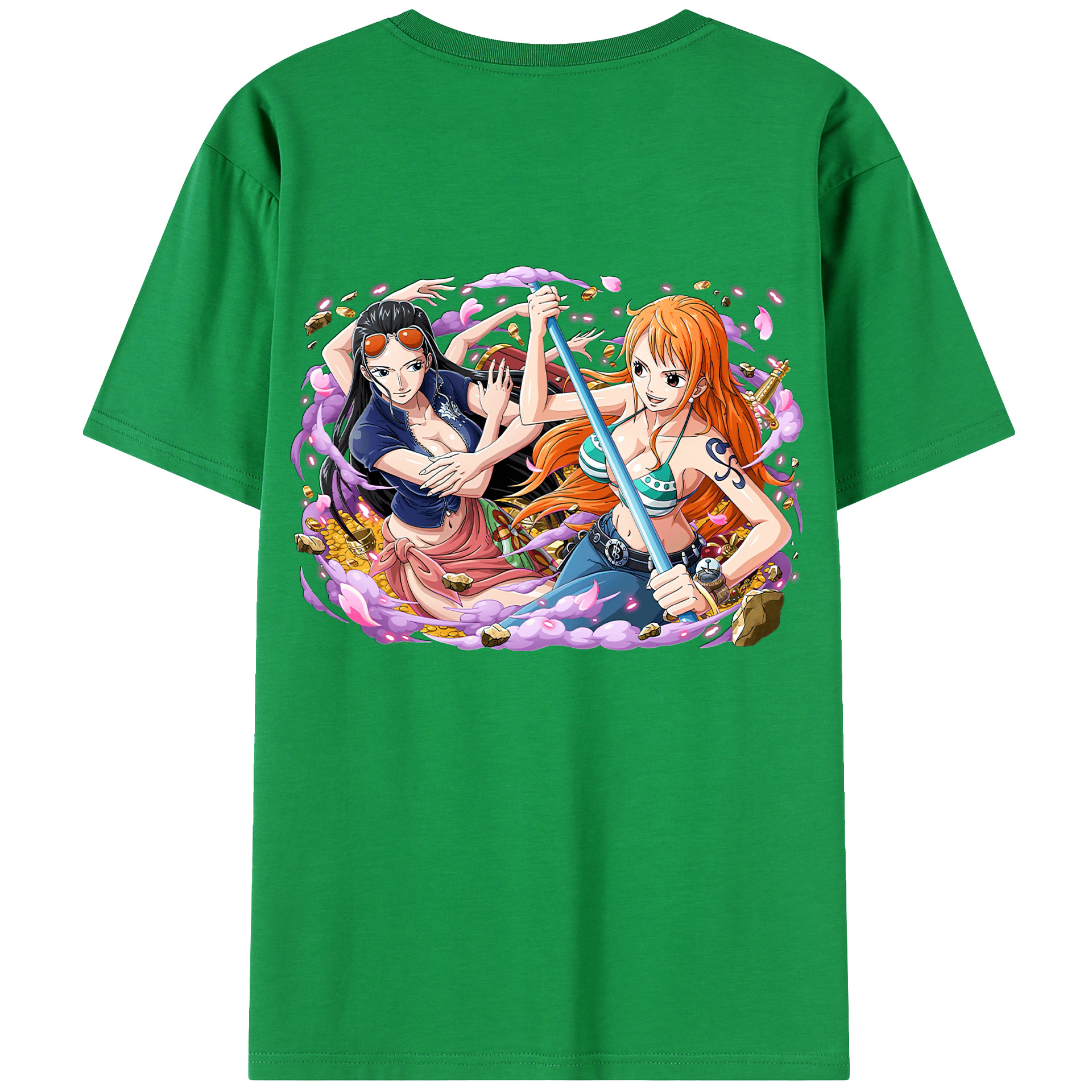 ワンピース ニコ・ロビン ONE PIECE Nico Robin 綿100％ メンズ半袖Tシャツ（バックプリント） 通気性