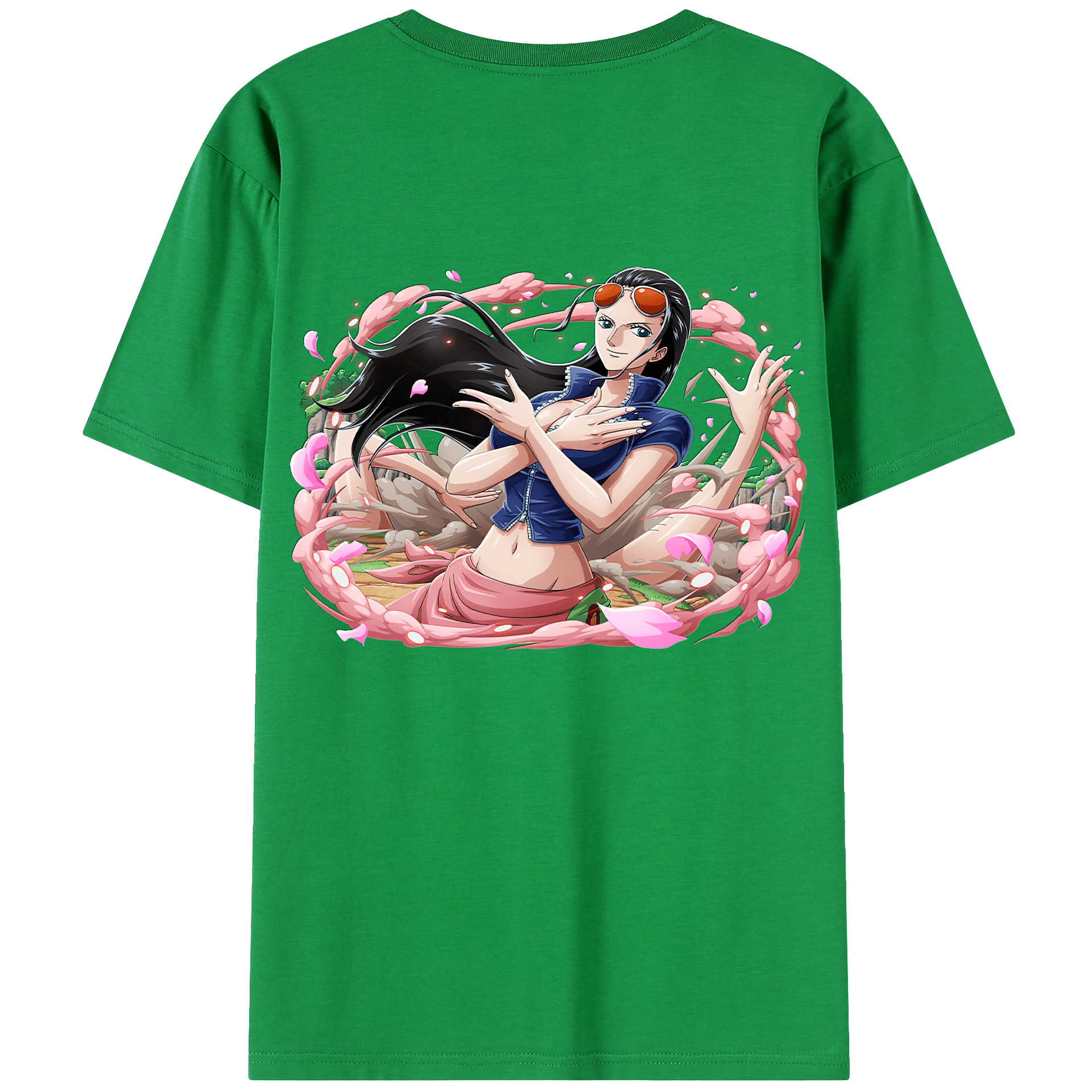 ワンピース ニコ・ロビン ONE PIECE Nico Robin 綿100％ メンズ半袖Tシャツ（バックプリント） 通気性