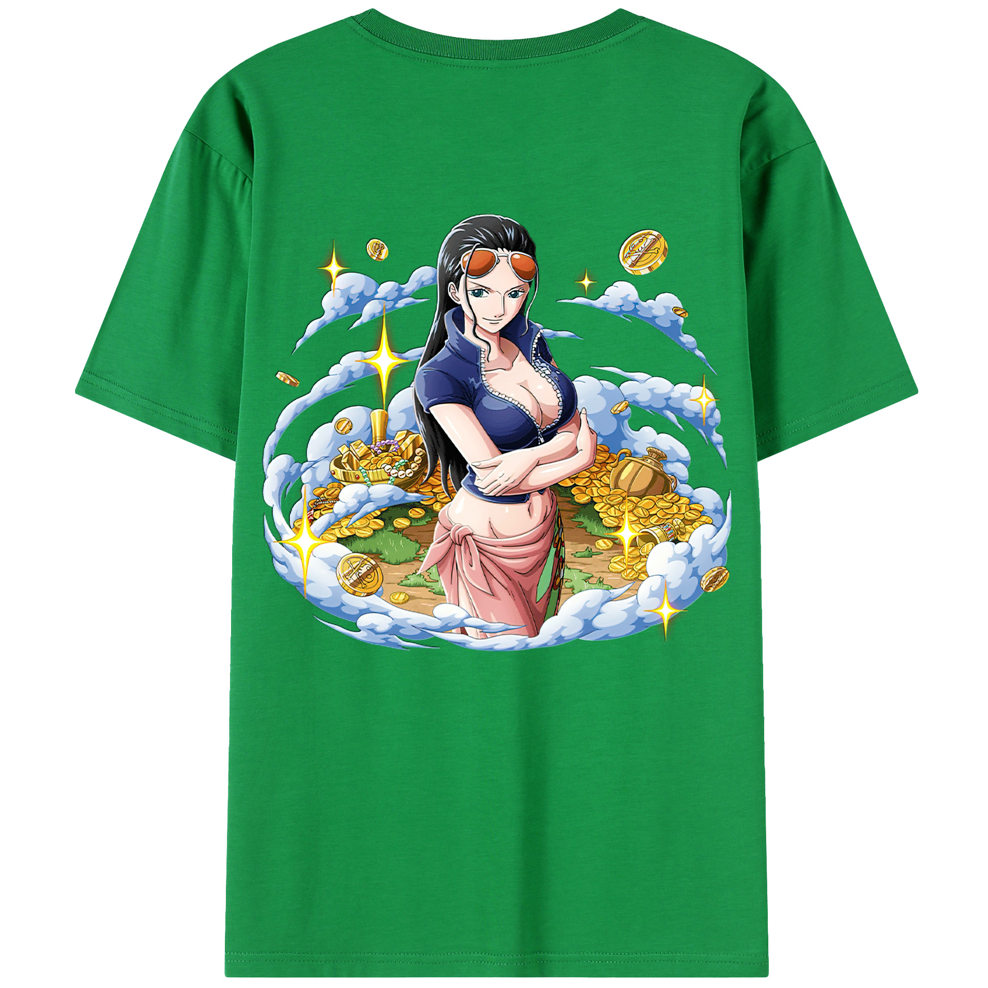 ワンピース ニコ・ロビン ONE PIECE Nico Robin 綿100％ メンズ半袖Tシャツ（バックプリント） 通気性