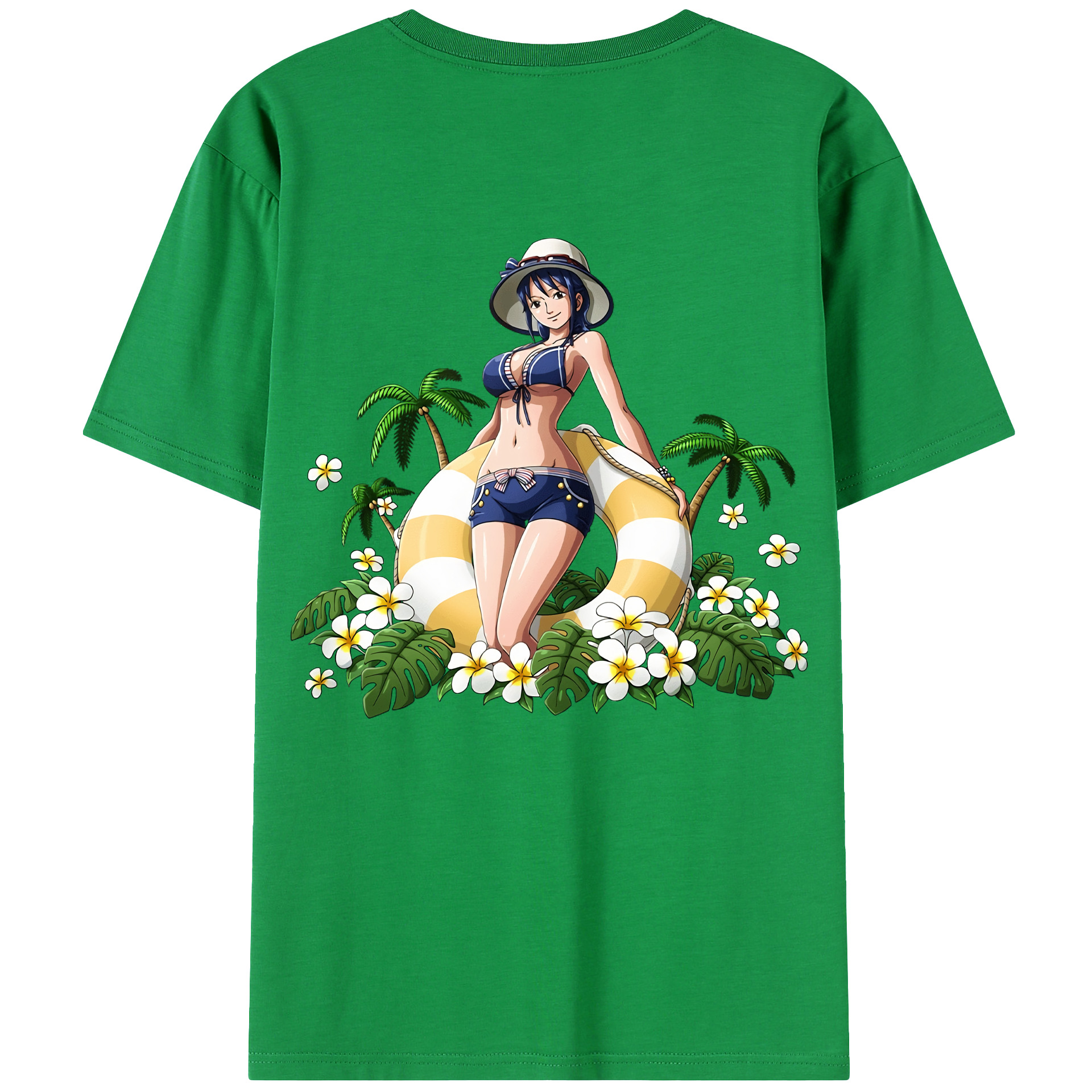 ワンピース ニコ・ロビン ONE PIECE Nico Robin 綿100％ メンズ半袖Tシャツ（バックプリント） 通気性