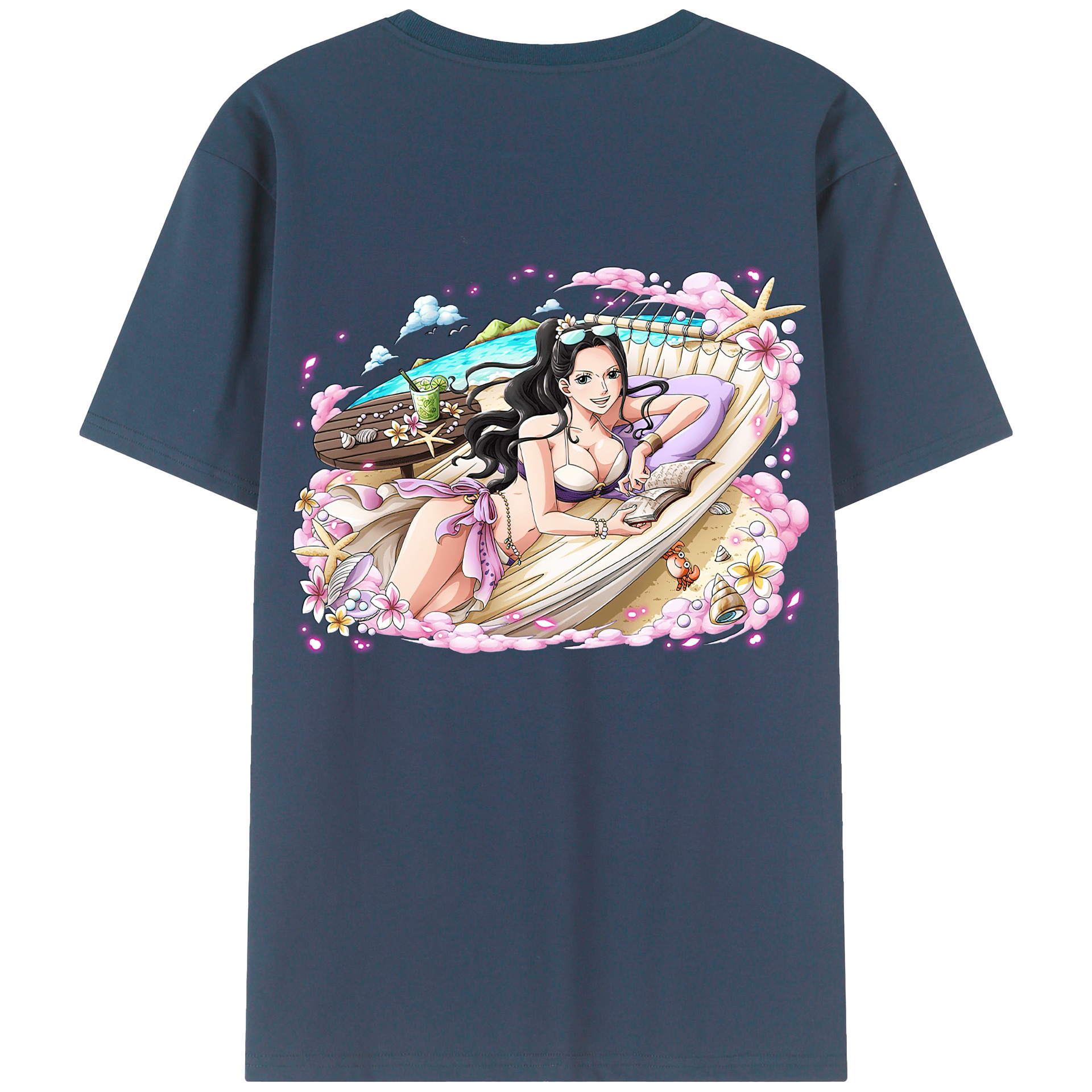 ワンピース ニコ・ロビン ONE PIECE Nico Robin 綿100％ メンズ半袖Tシャツ（バックプリント） 通気性