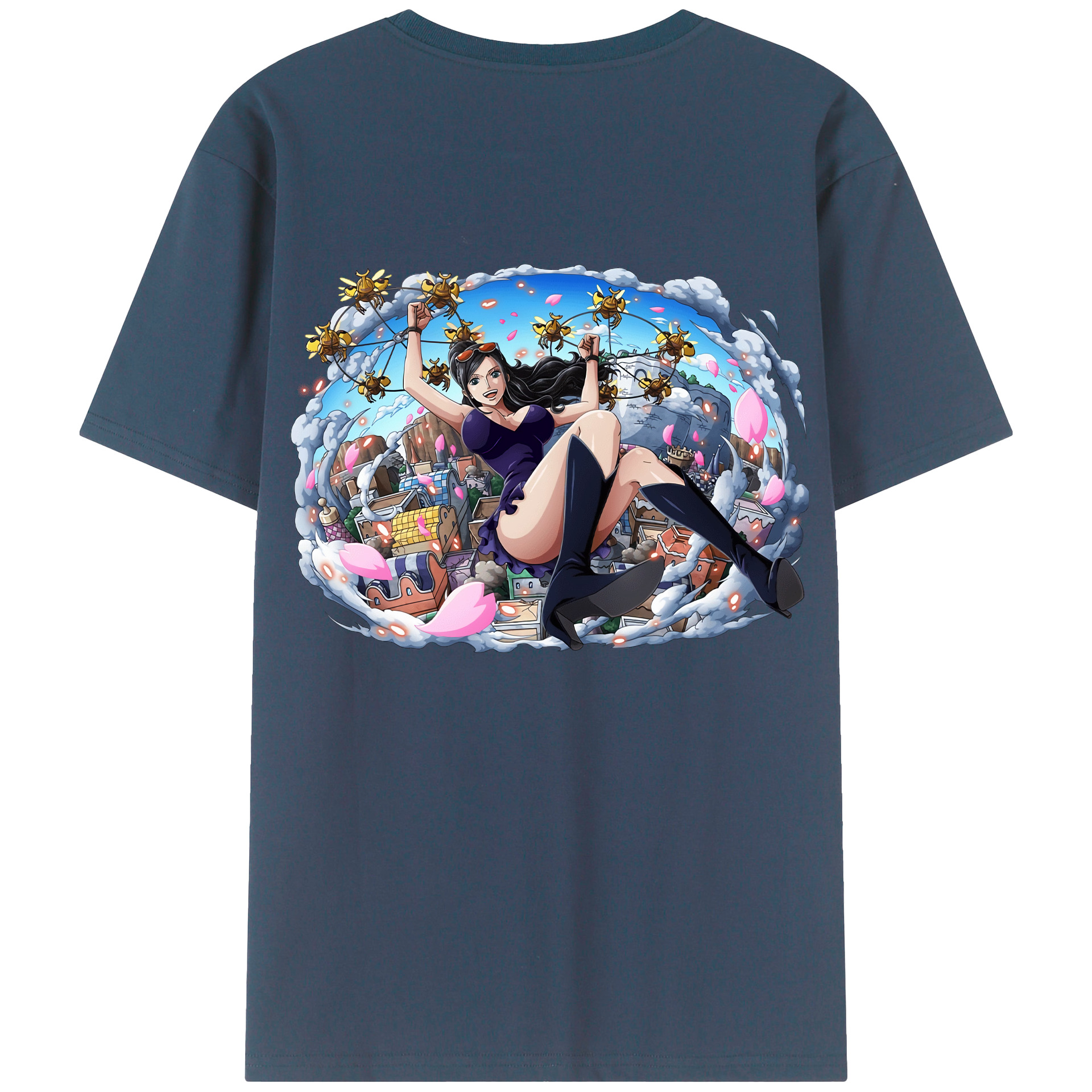 ワンピース ニコ・ロビン ONE PIECE Nico Robin 綿100％ メンズ半袖Tシャツ（バックプリント） 通気性