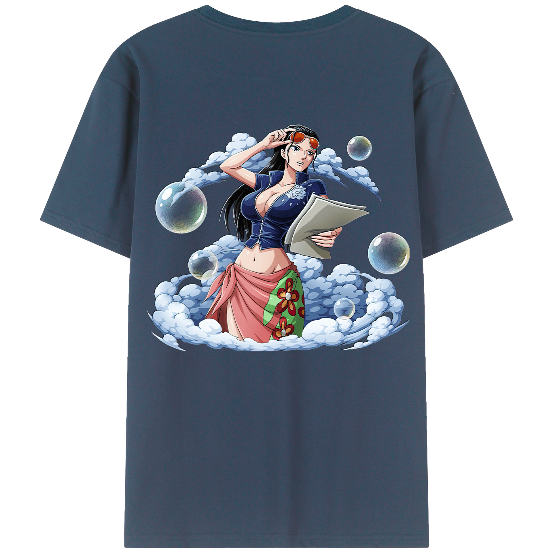 ワンピース ニコ・ロビン ONE PIECE Nico Robin 綿100％ メンズ半袖Tシャツ（バックプリント） 通気性