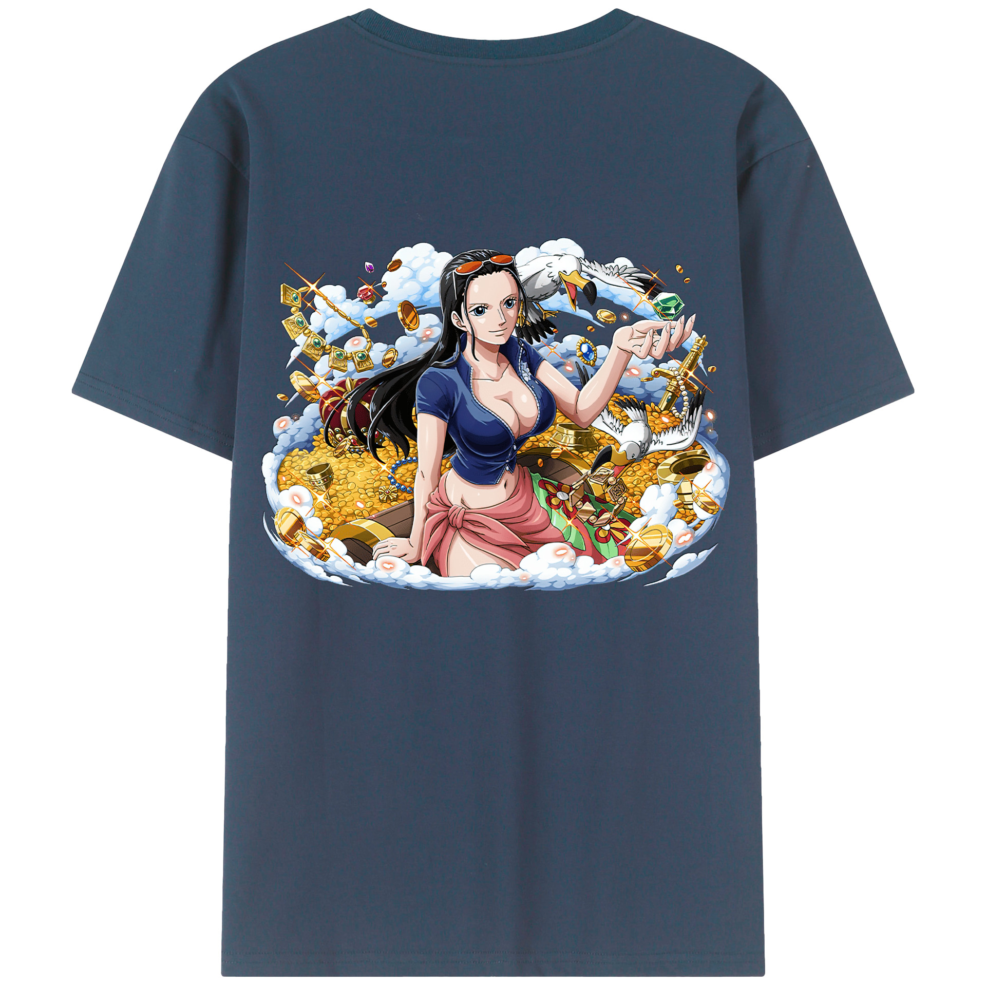ワンピース ニコ・ロビン ONE PIECE Nico Robin 綿100％ メンズ半袖Tシャツ（バックプリント） 通気性