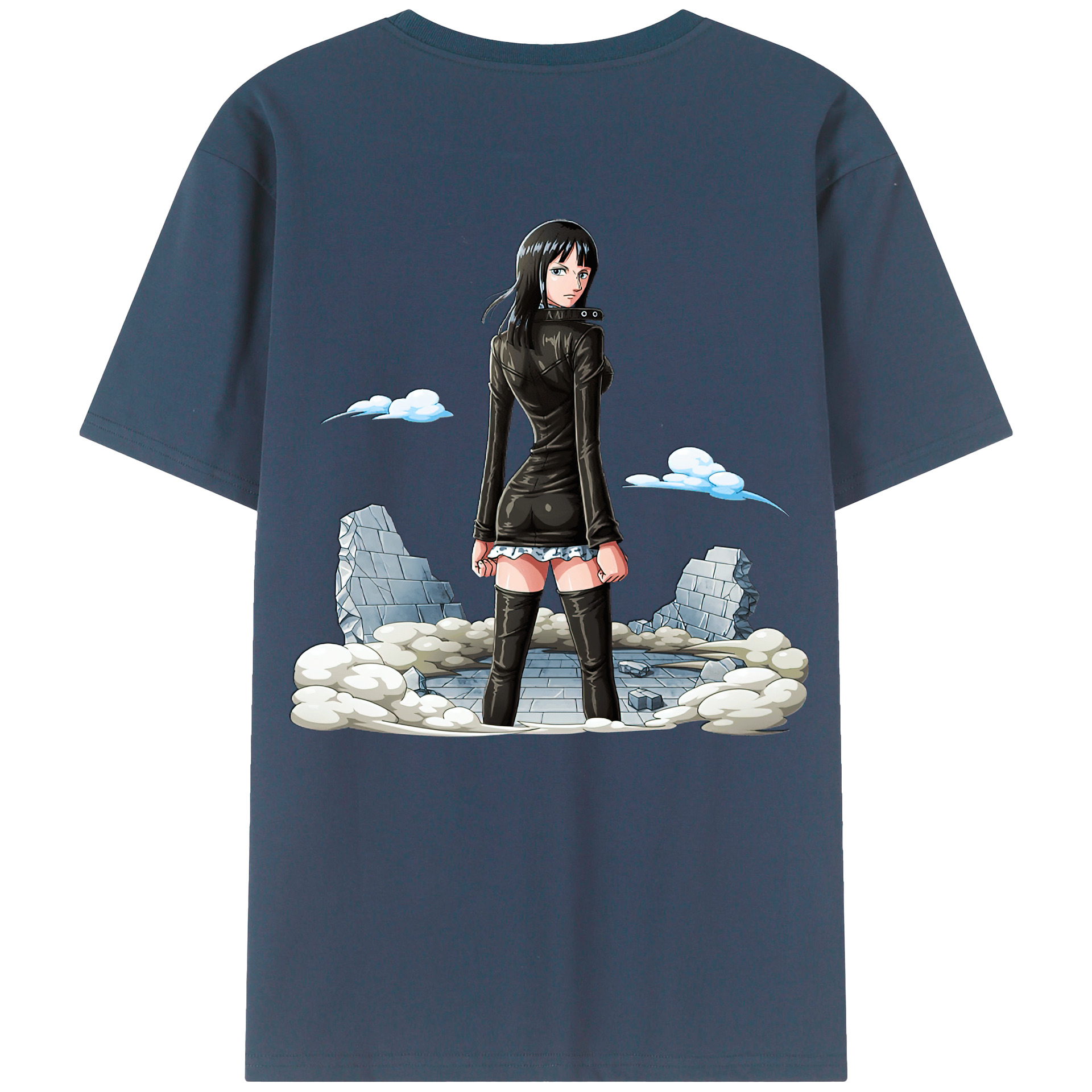 ワンピース ニコ・ロビン ONE PIECE Nico Robin 綿100％ メンズ半袖Tシャツ（バックプリント） 通気性