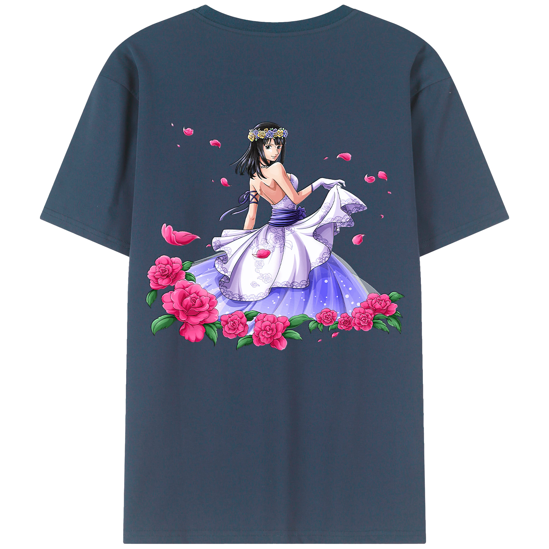 ワンピース ニコ・ロビン ONE PIECE Nico Robin 綿100％ メンズ半袖Tシャツ（バックプリント） 通気性