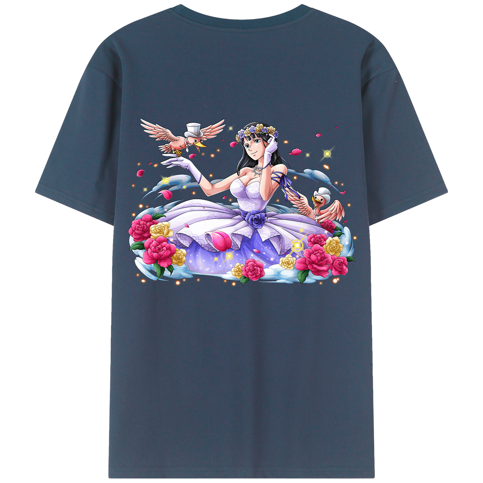 ワンピース ニコ・ロビン ONE PIECE Nico Robin 綿100％ メンズ半袖Tシャツ（バックプリント） 通気性